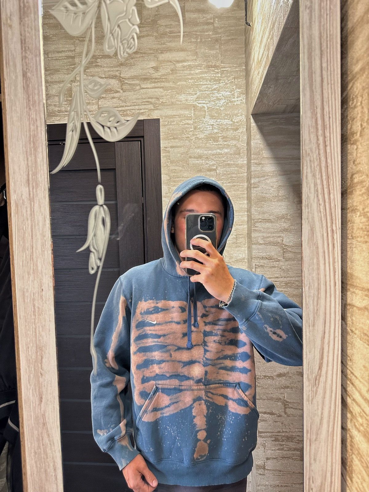 Nike × Vintage Vintage Nike 90s y2k Skeleton Custom Destresed Sweatshirt Size US M / EU 48-50 / 2 - 10 Thumbnail
