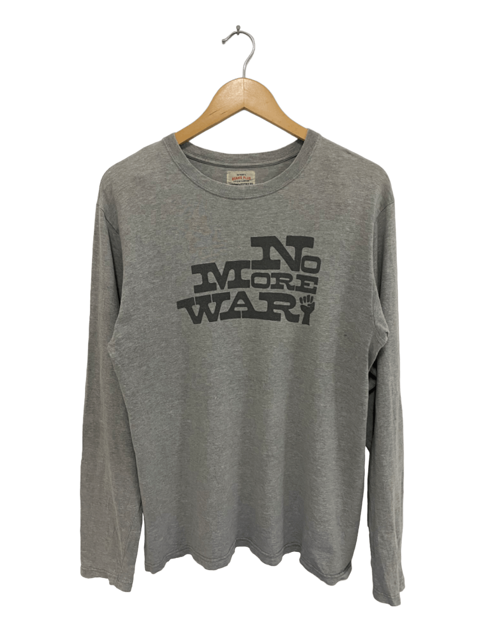 image of Beams Plus No More War Volume 12 Long Sleeve T in Grey, Men's (Size Medium)