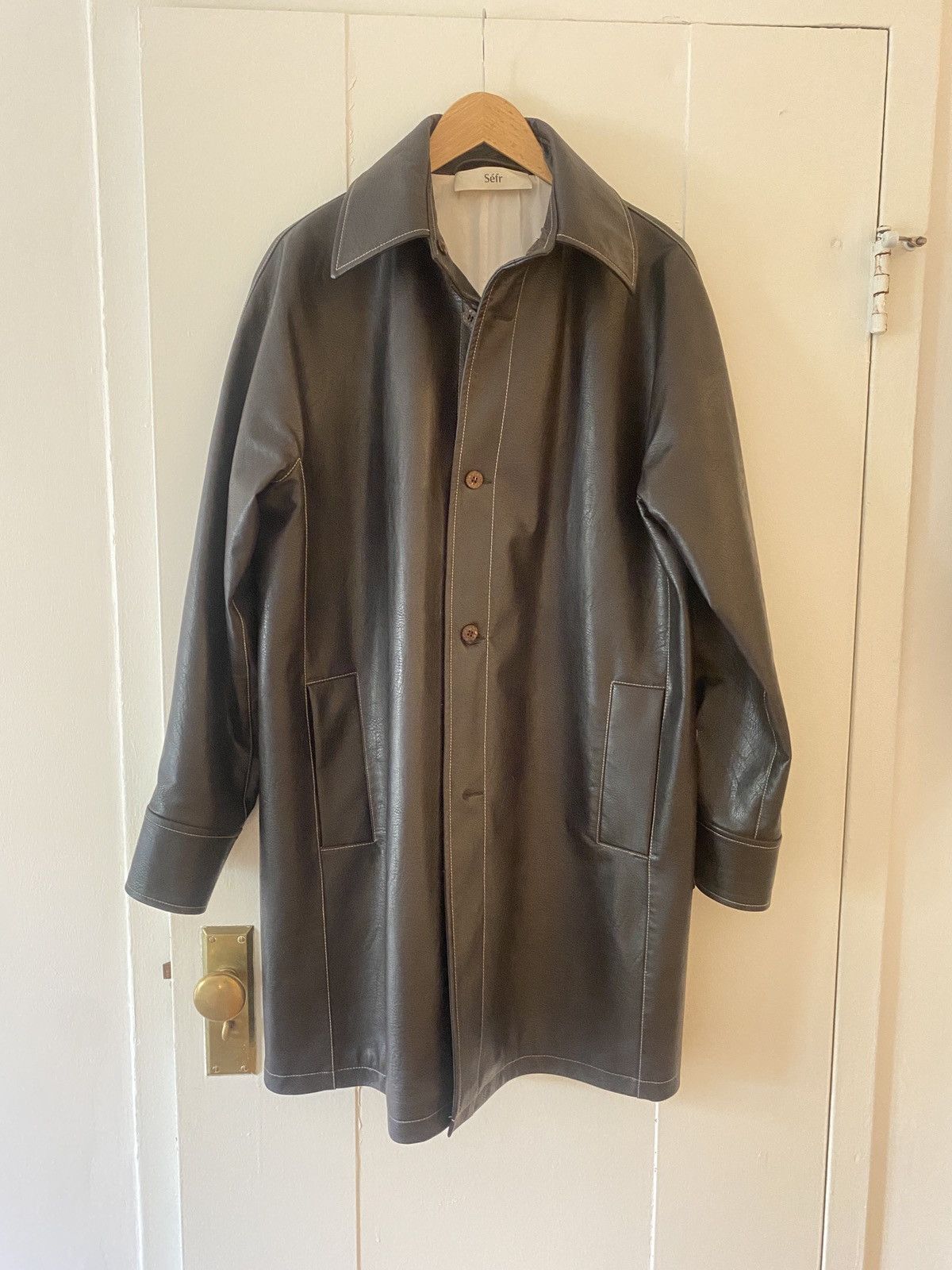 Sefr Séfr Tricola Leather Trench | Grailed