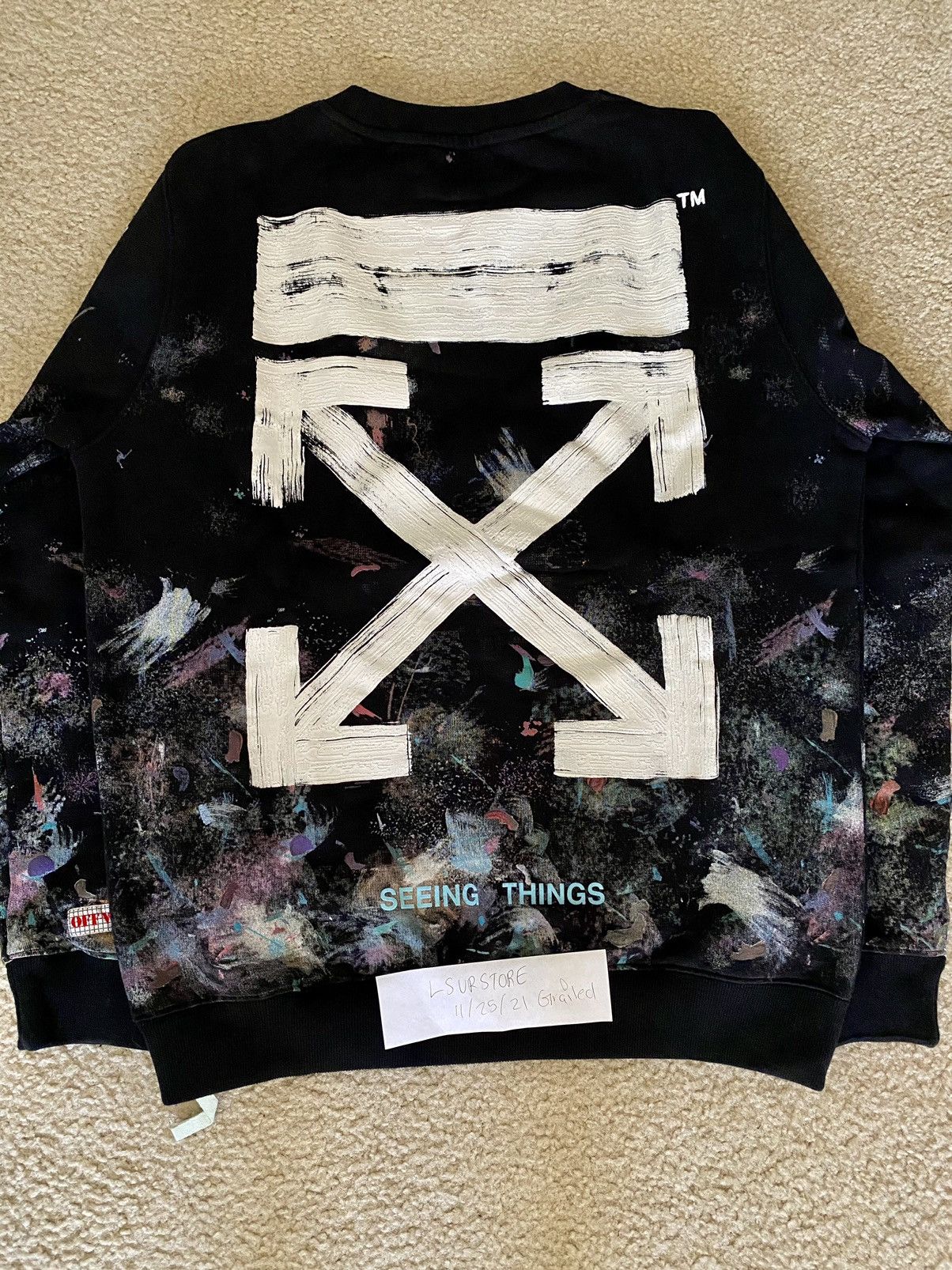 Off-White Off-White Diagonal Galaxy Brushed Crewneck Medium Size US M / EU 48-50 / 2 - 2 Thumbnail