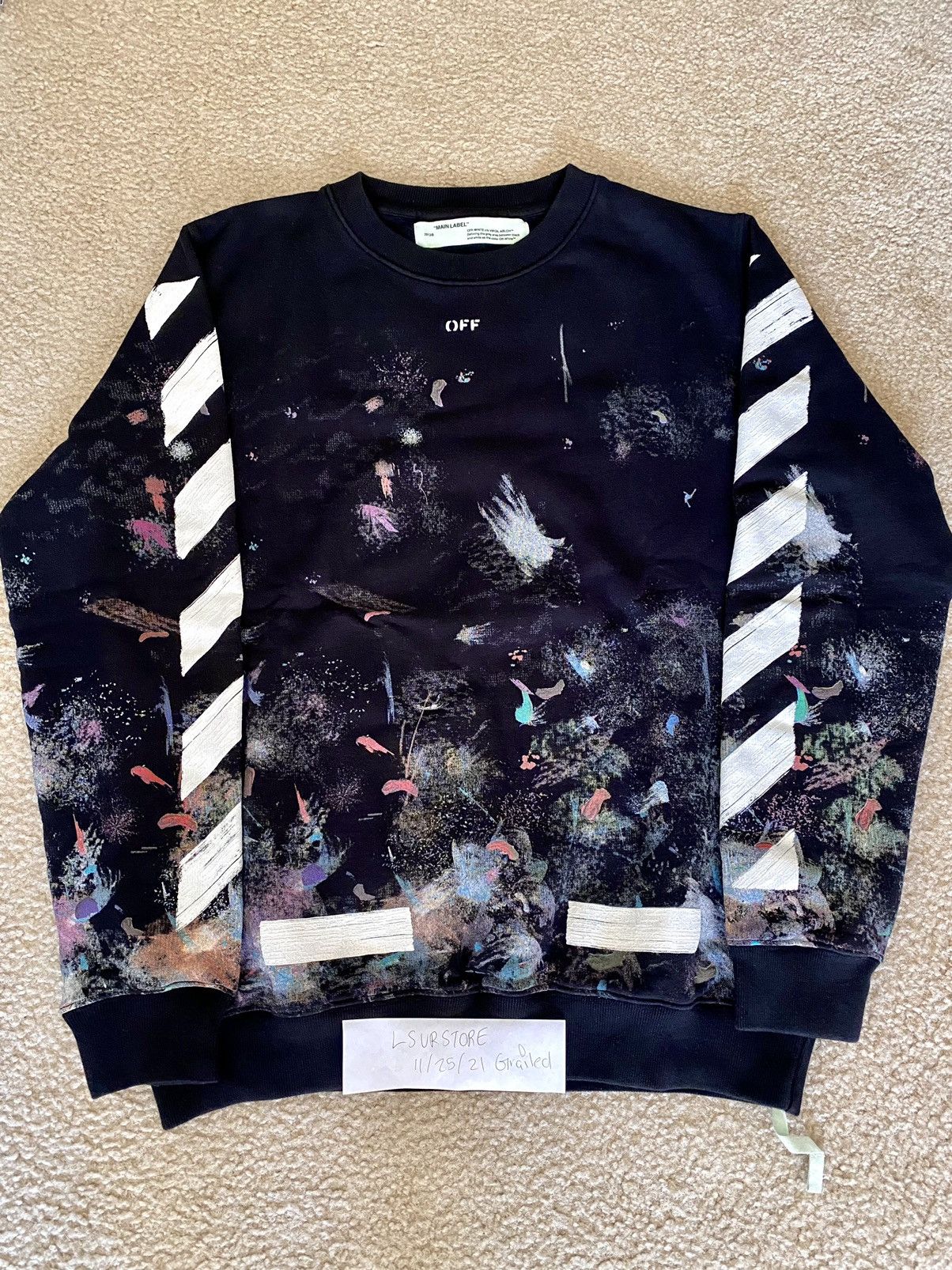 Off White Off White Diagonal Galaxy Brushed Crewneck Medium Grailed