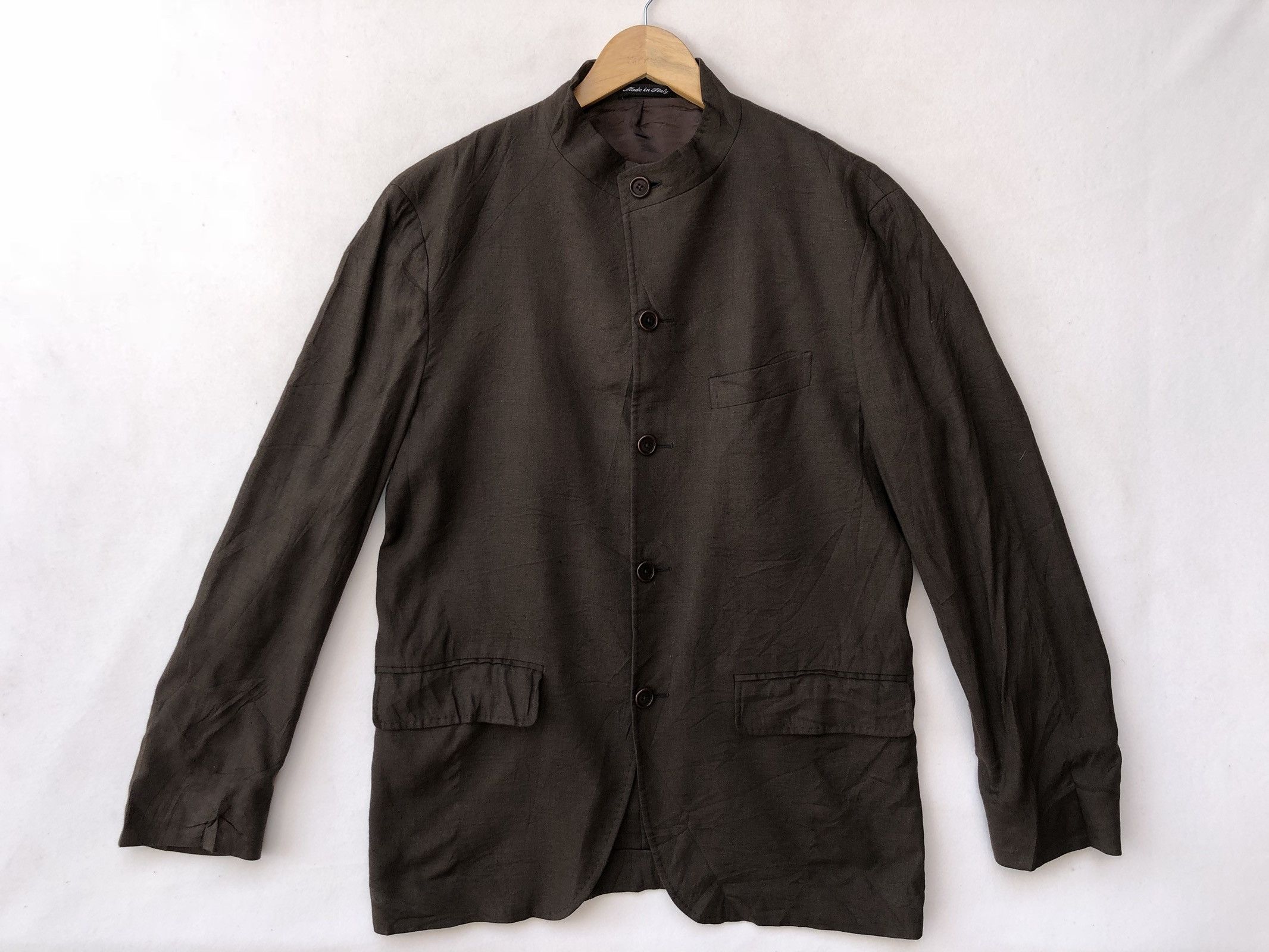 Designer × Mila Schon ITALIAN DESIGNER MILA SCHON LINEN BROWN LINEN COAT Size 48S - 2 Thumbnail