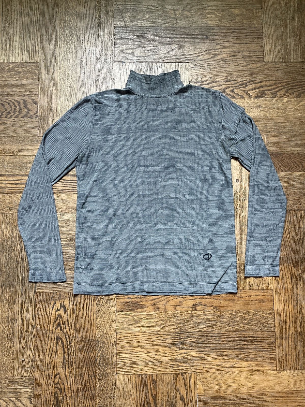 image of Dior Fw19 Kim Jones Runway Silk Pattern Turtleneck in Grey, Men's (Size Medium)