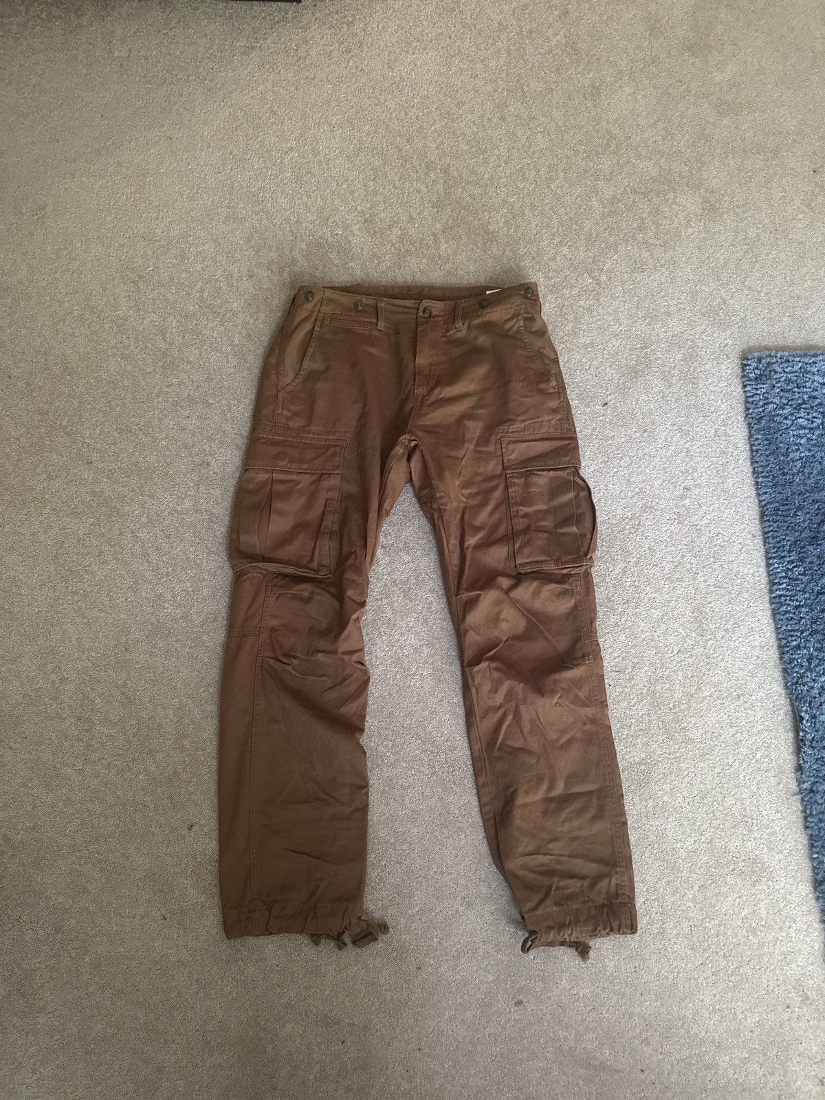 Twill Flare Cargo Pants - Brown, mnml