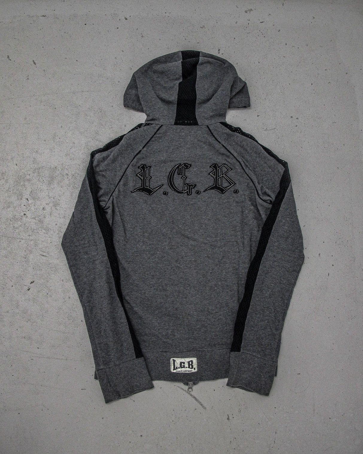 Pre-owned L.g.b. Boxer Mesh Mohawk Zipup Hoodie In Grey