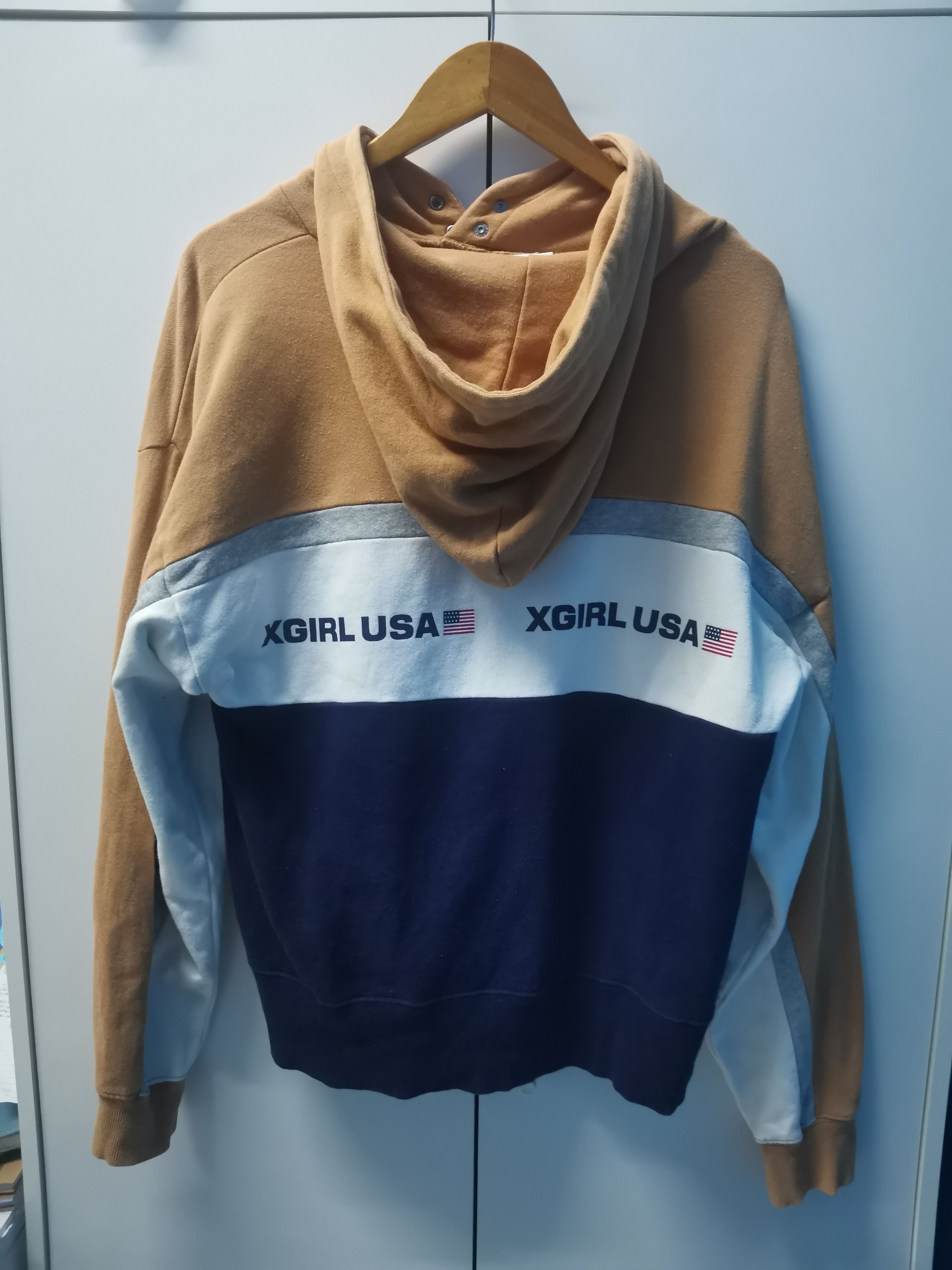 image of Xlarge X-Girl Usa Sweatshirt Hoodie Polo Ralph Laurent Designer in Brown/White, Men's (Size Small)