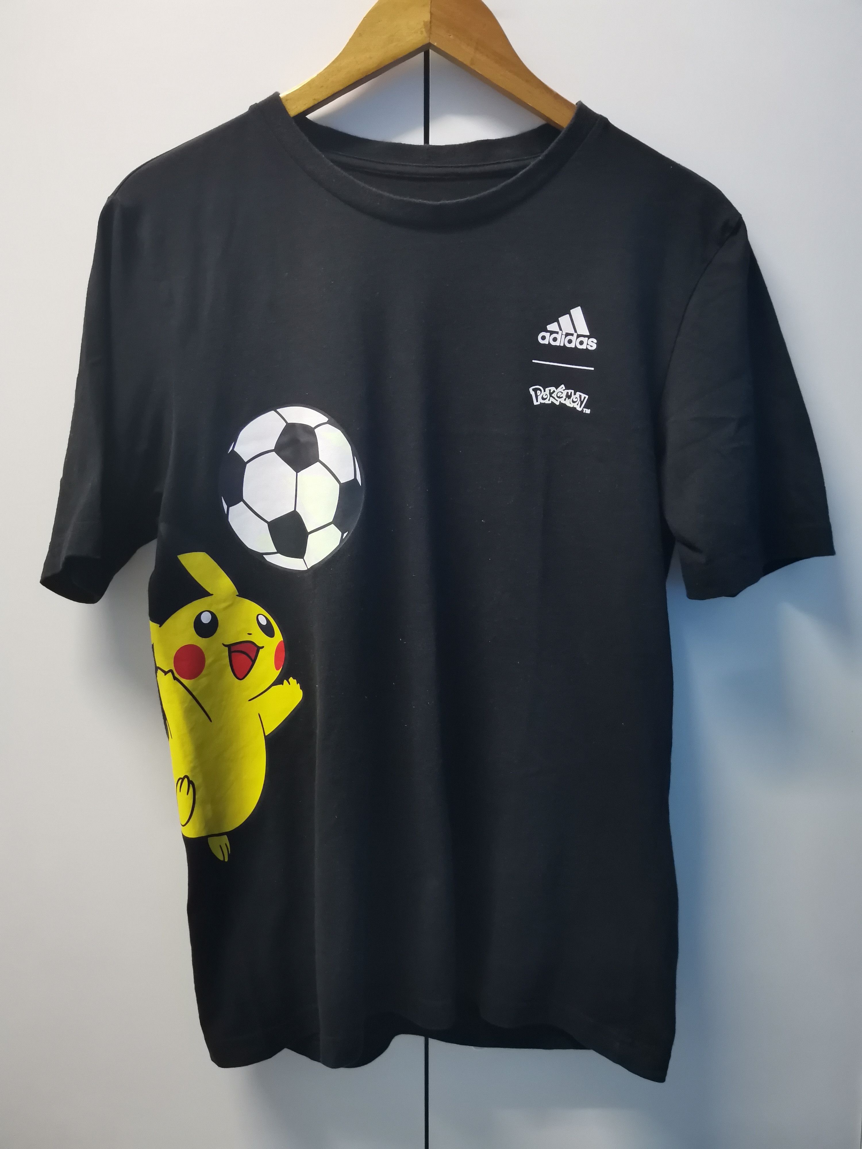 image of Adidas Nintendo Pokemon Japan Anime Tee Football in Black, Men's (Size Medium)