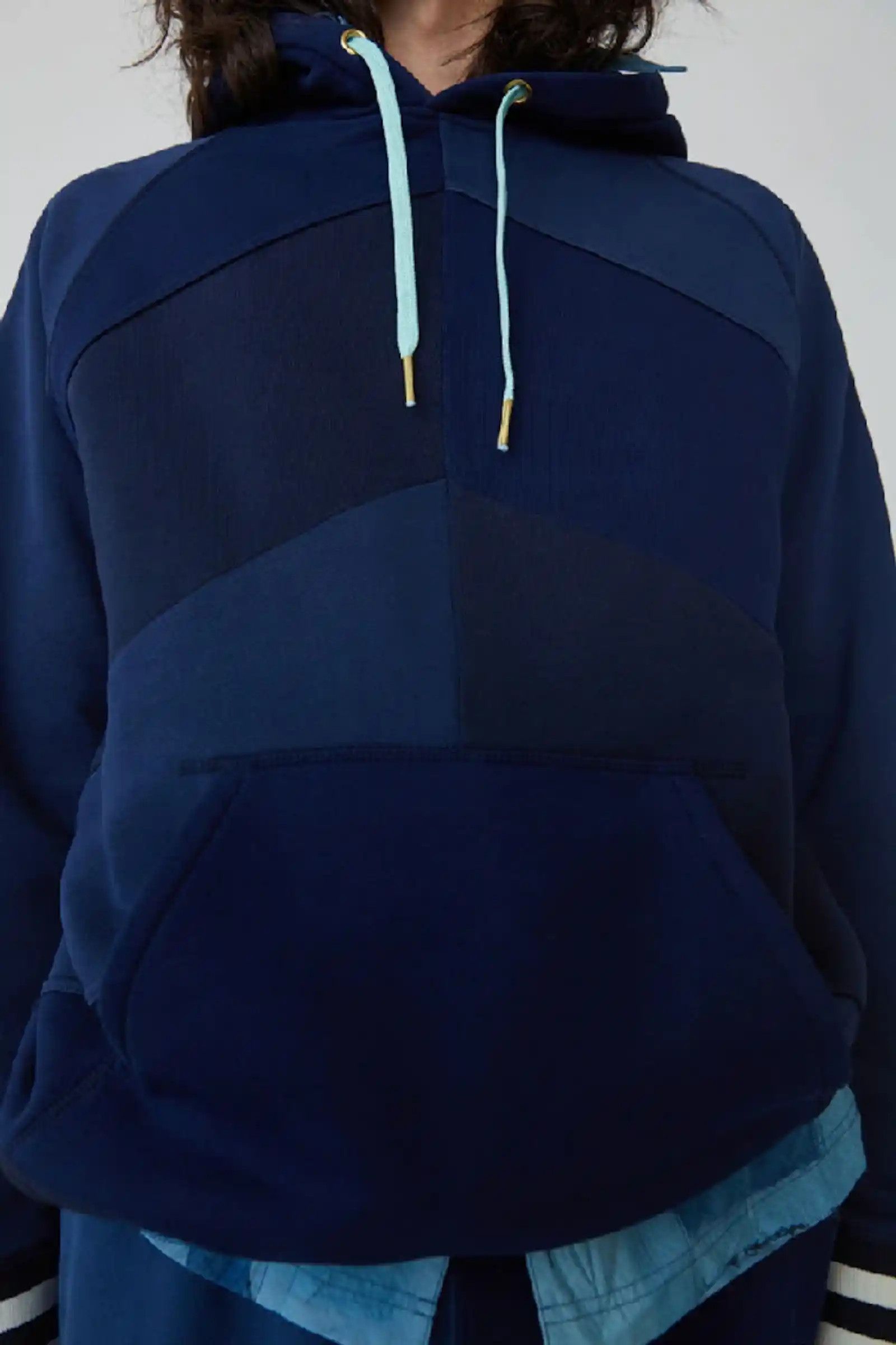 Acne Studios Patchwork Blue Hoodie Bla Konst