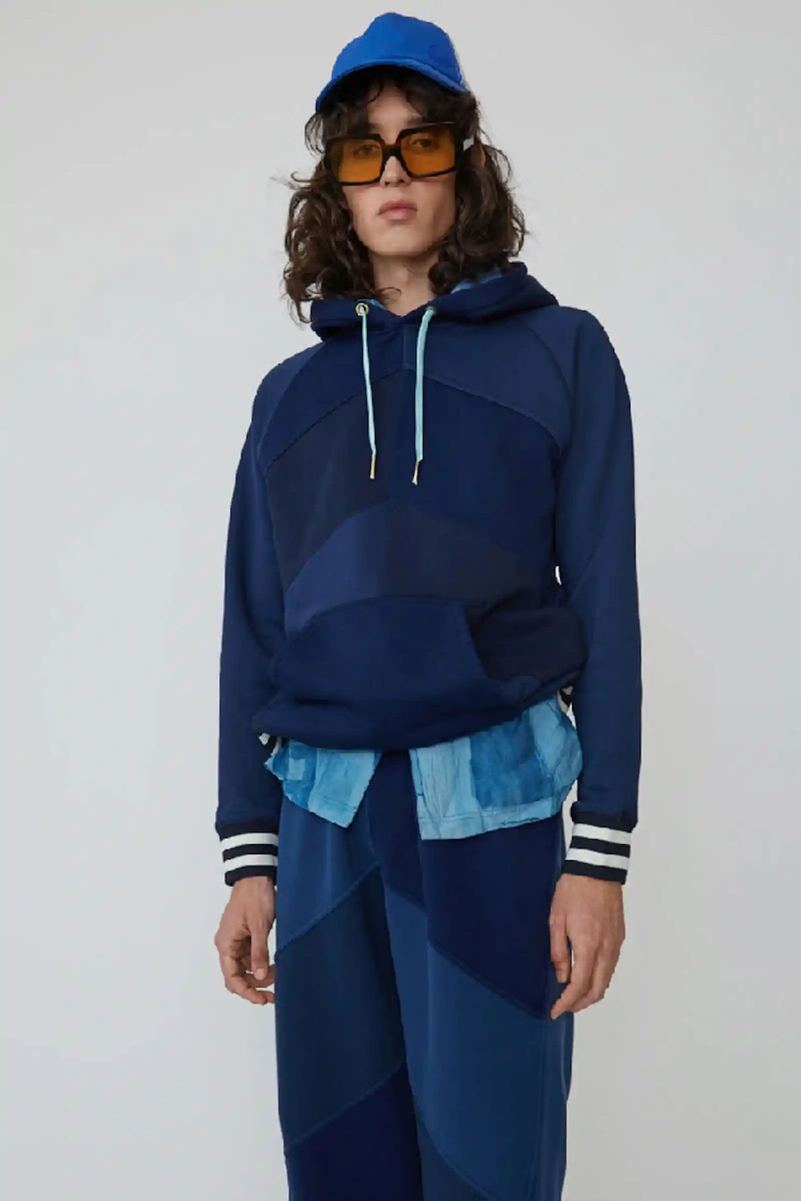 Acne Studios Patchwork Blue Hoodie Bla Konst