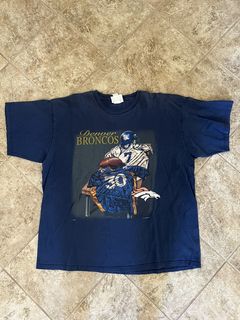 Vintage Denver Broncos Shirt XL Blue 90s NFL Salem Sportswear All Over Print