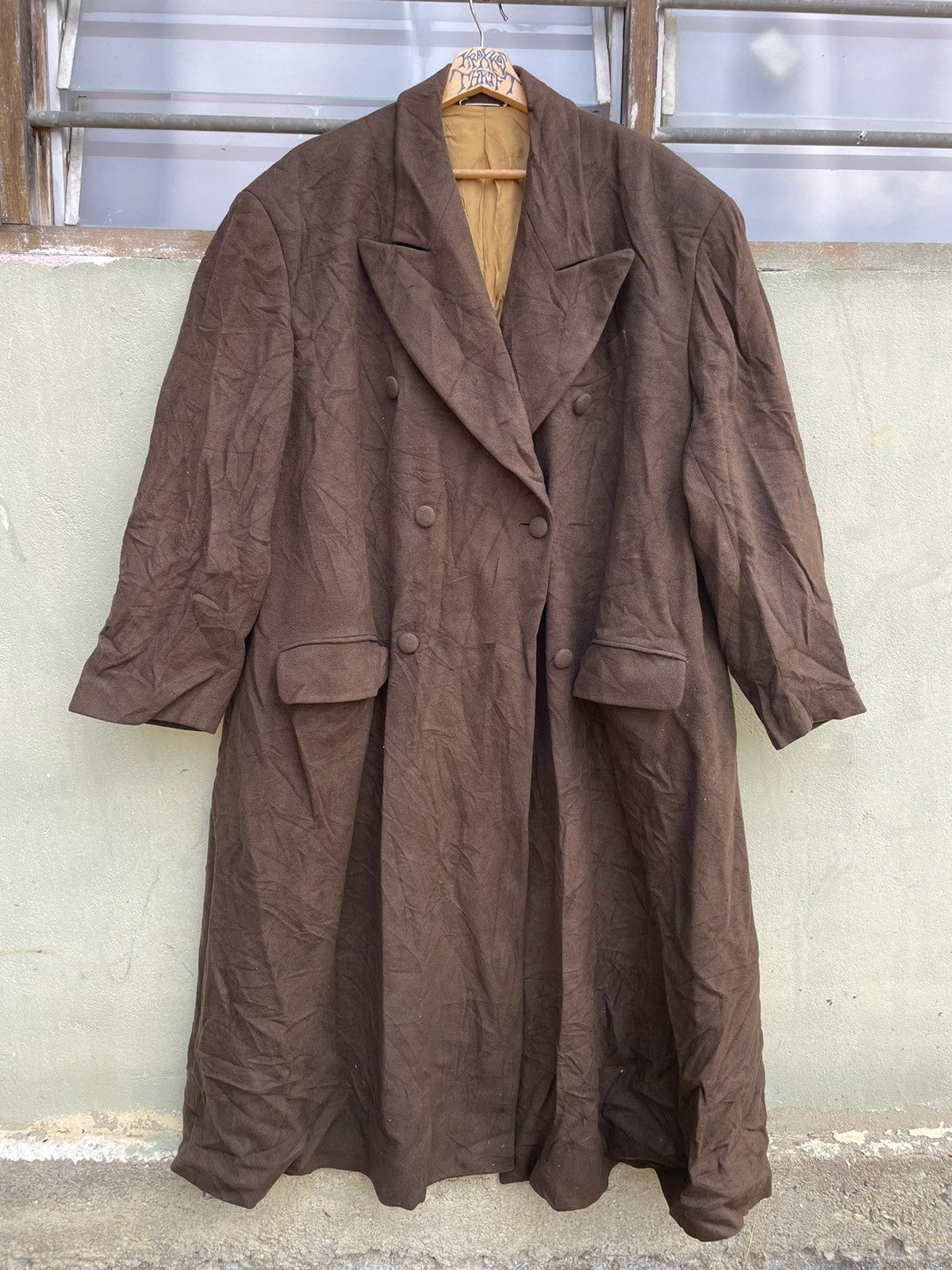 image of Vintage Jean Paul Gaultier Homme Wool Trench Coat in Chocolate, Men's (Size 2XL)