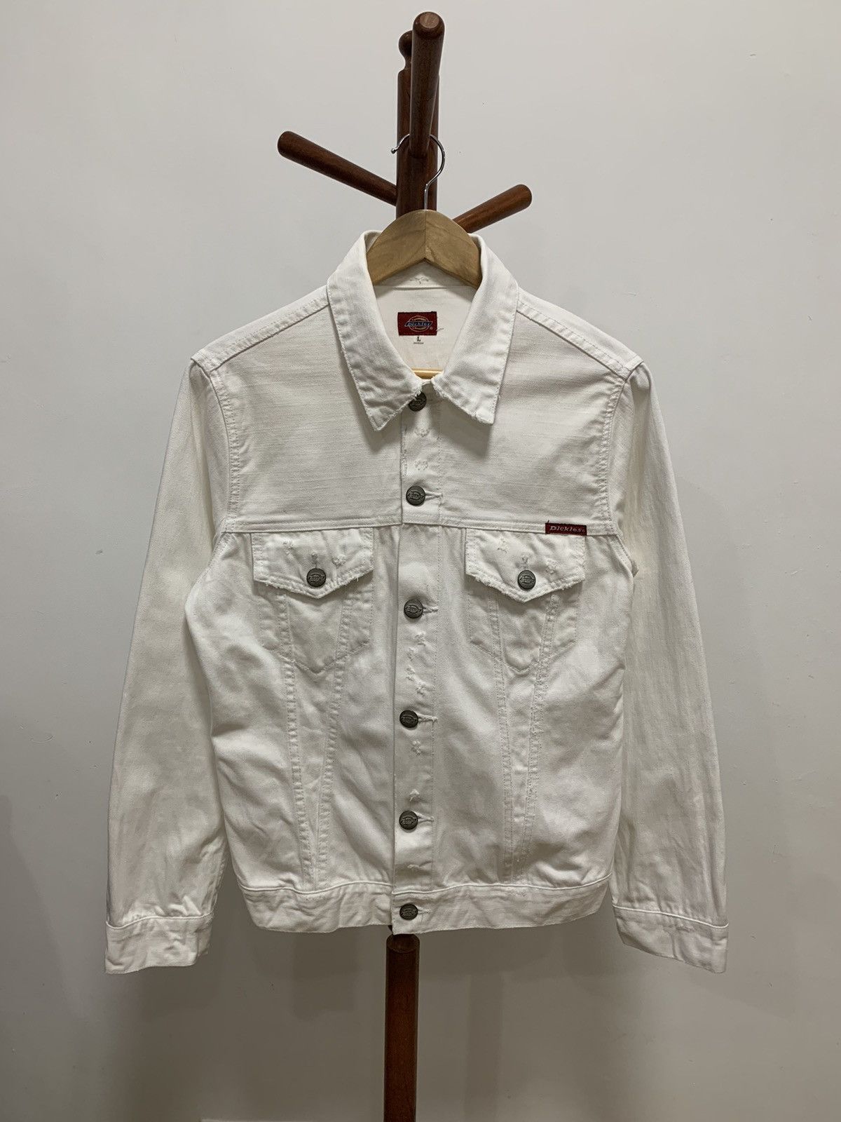 Vintage Dickies Distressed White Denim Jacket
