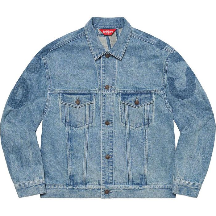 Supreme Supreme Inset Logo Denim Trucker Jacket Washed Blue XL