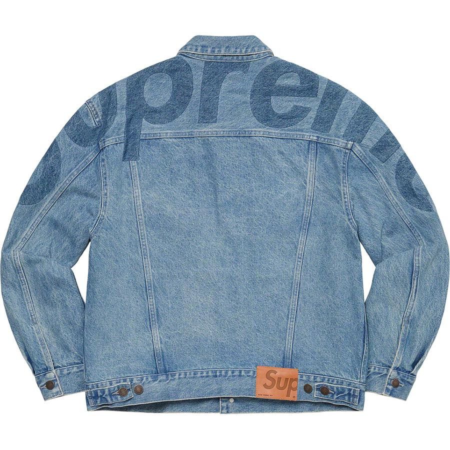 image of Supreme Inset Logo Denim Trucker Jacket Washed Blue L, Men's (Size Large)