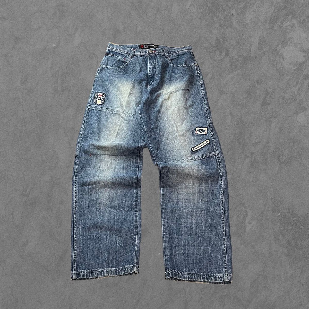 Vintage Southpole Baggy Y2K Wide Leg Patchwork Jeans