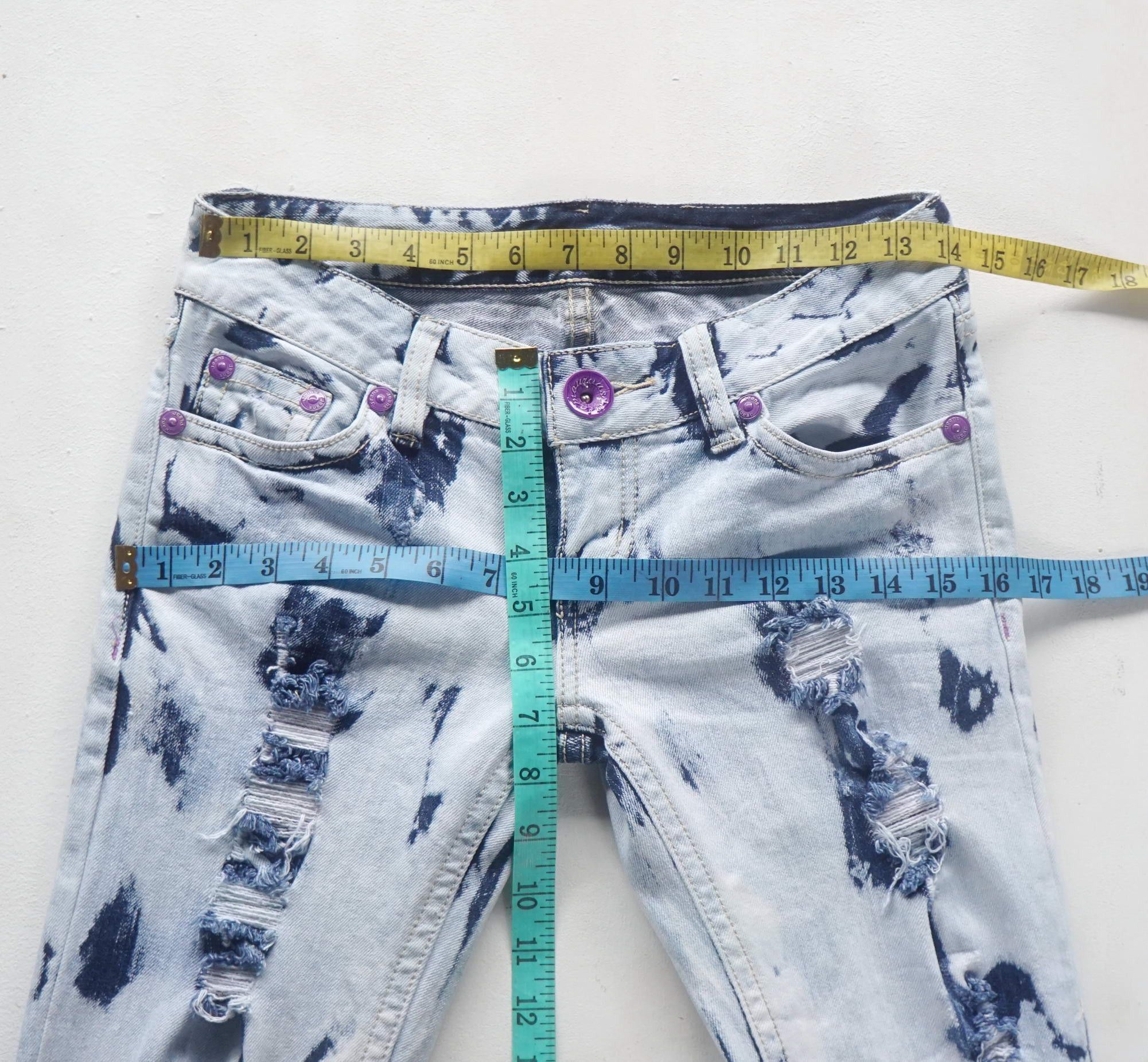 Japanese Brand CALM Ripped & Acid Wash Low Rise Jeans Size 26" / US 2 / IT 38 - 13 Thumbnail