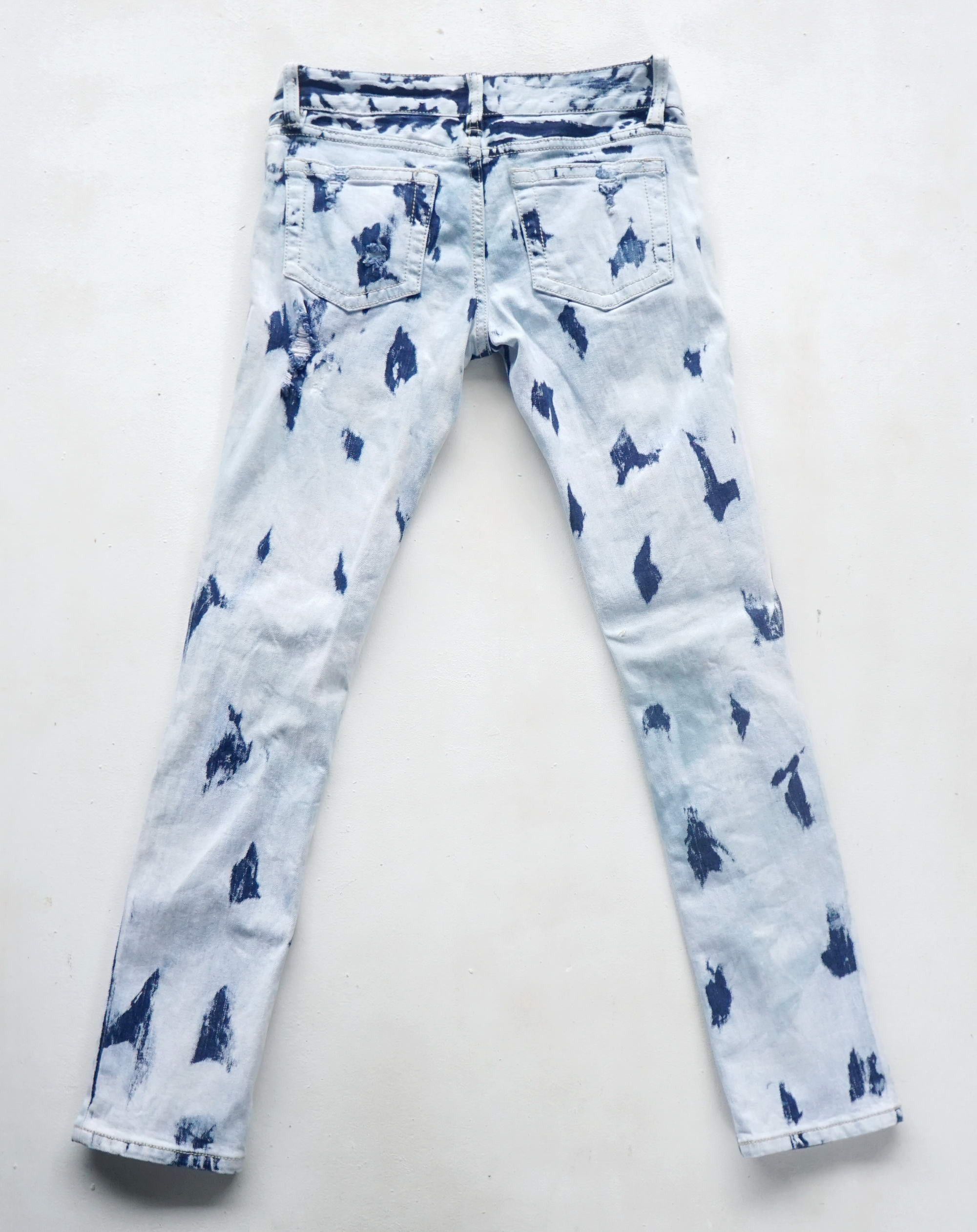 Japanese Brand CALM Ripped & Acid Wash Low Rise Jeans Size 26" / US 2 / IT 38 - 2 Thumbnail