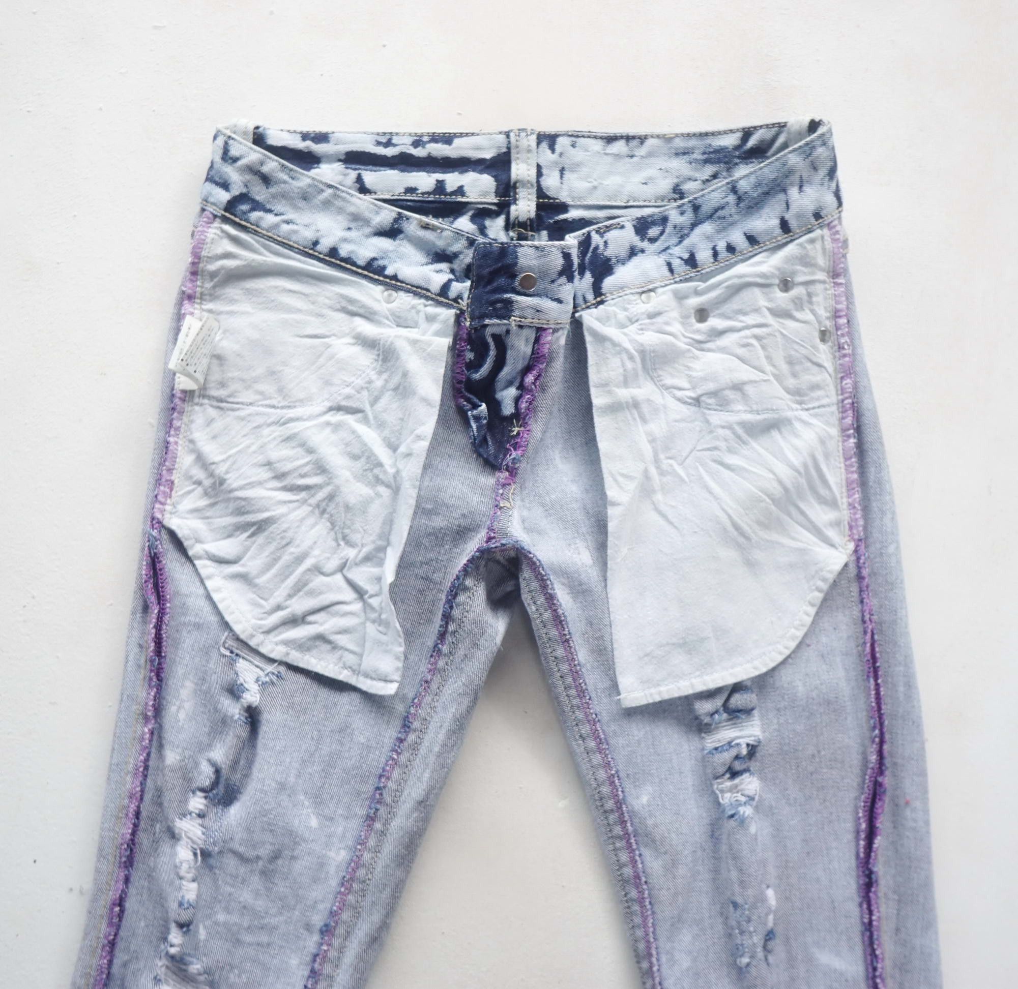 Japanese Brand CALM Ripped & Acid Wash Low Rise Jeans Size 26" / US 2 / IT 38 - 12 Thumbnail