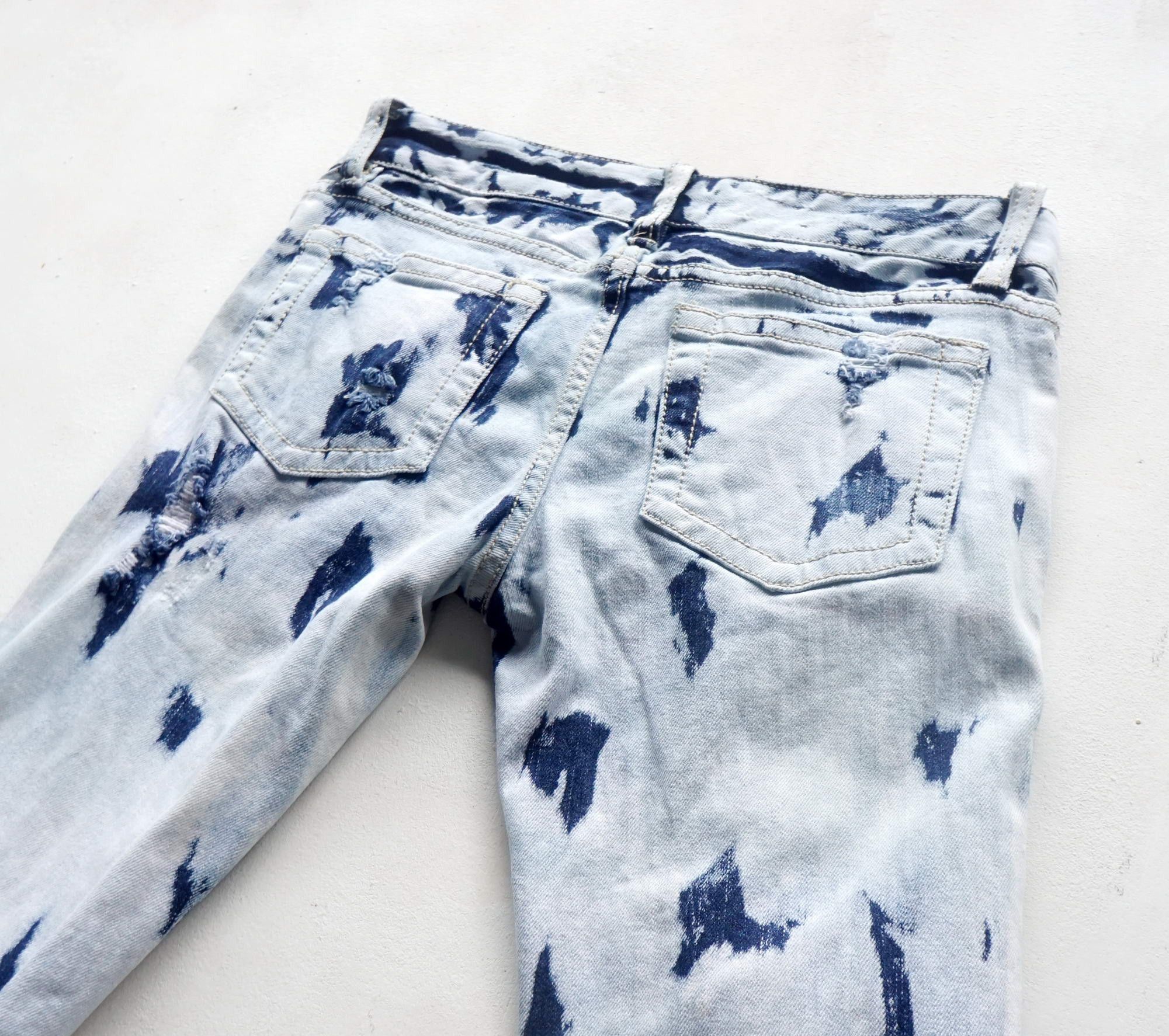 Japanese Brand CALM Ripped & Acid Wash Low Rise Jeans Size 26" / US 2 / IT 38 - 7 Thumbnail