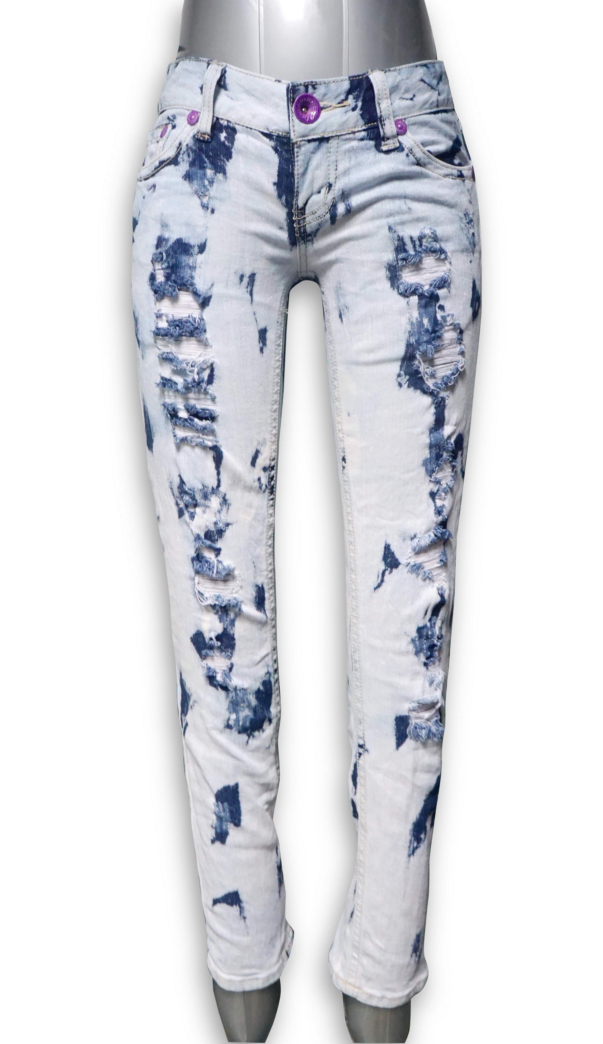 Japanese Brand CALM Ripped & Acid Wash Low Rise Jeans Size 26" / US 2 / IT 38 - 3 Thumbnail