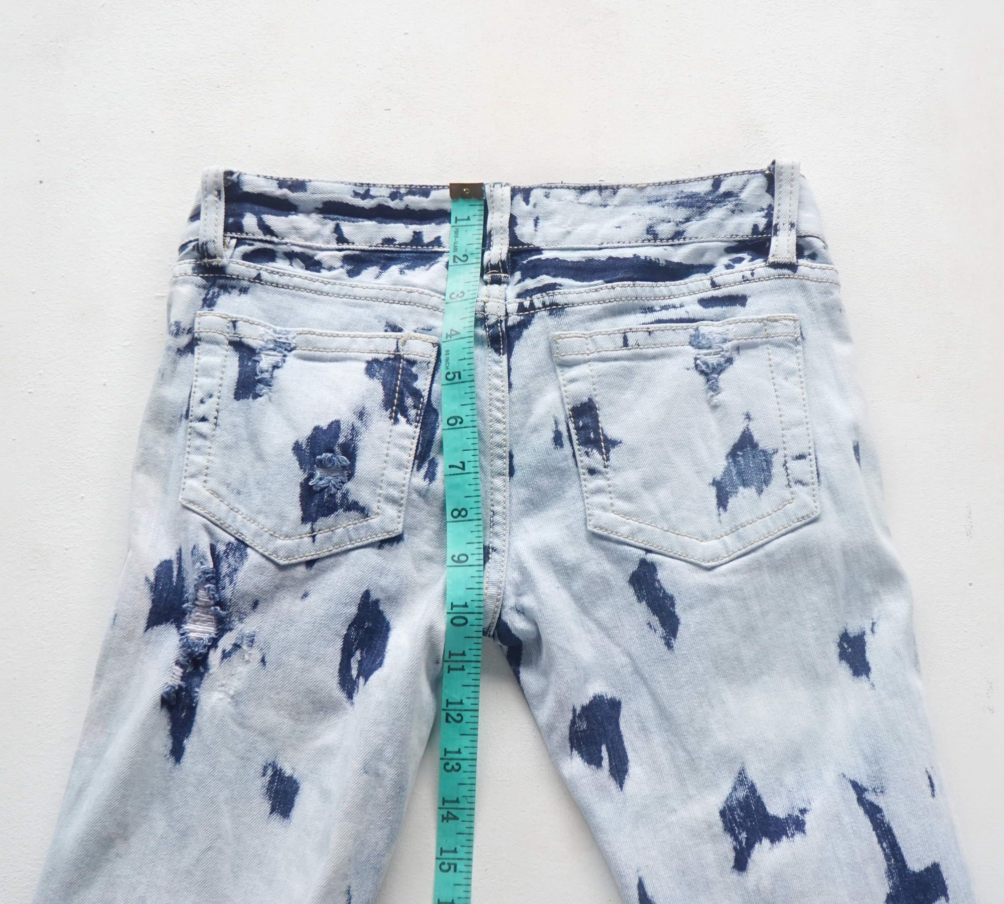 Japanese Brand CALM Ripped & Acid Wash Low Rise Jeans Size 26" / US 2 / IT 38 - 14 Thumbnail