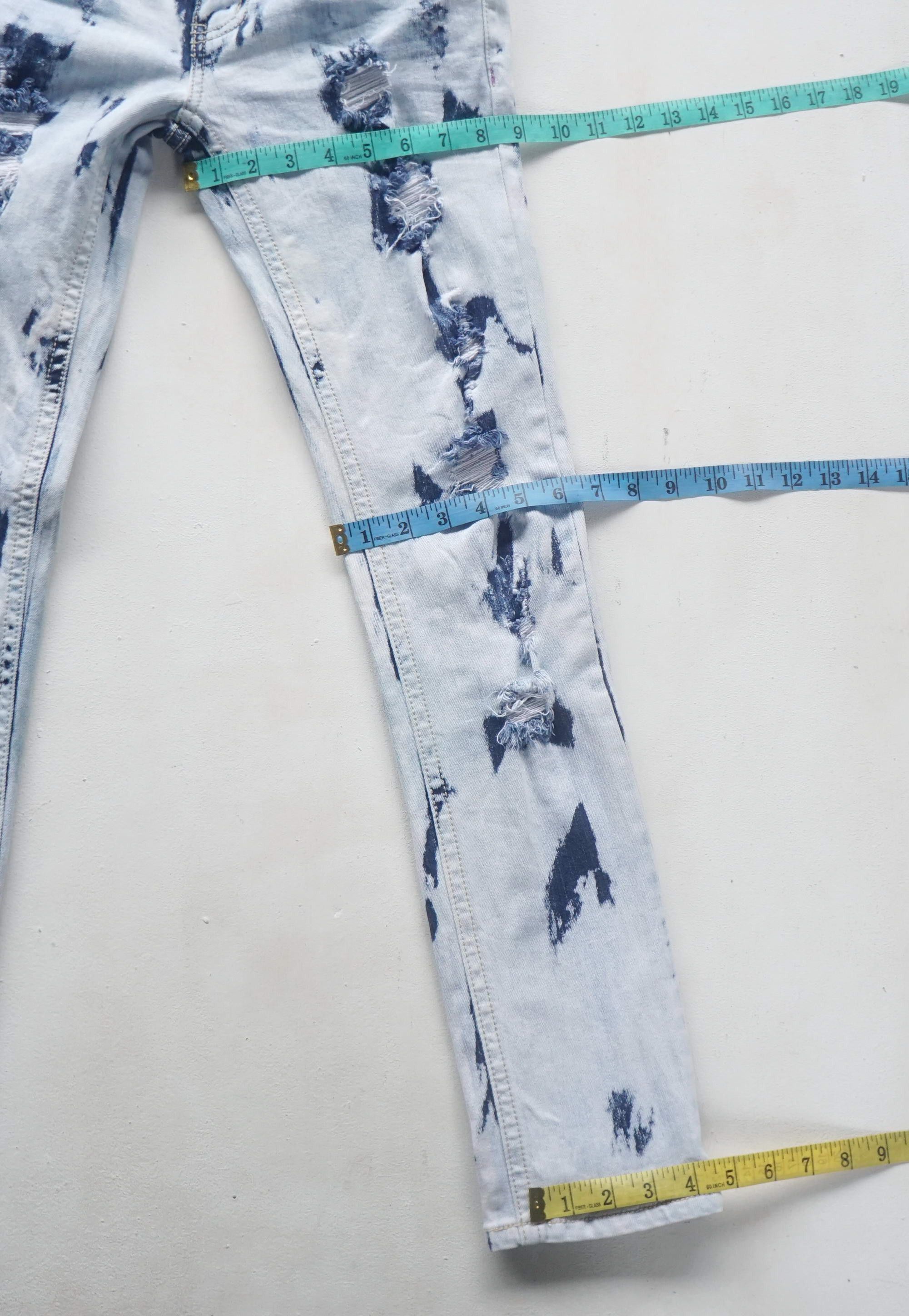 Japanese Brand CALM Ripped & Acid Wash Low Rise Jeans Size 26" / US 2 / IT 38 - 15 Thumbnail