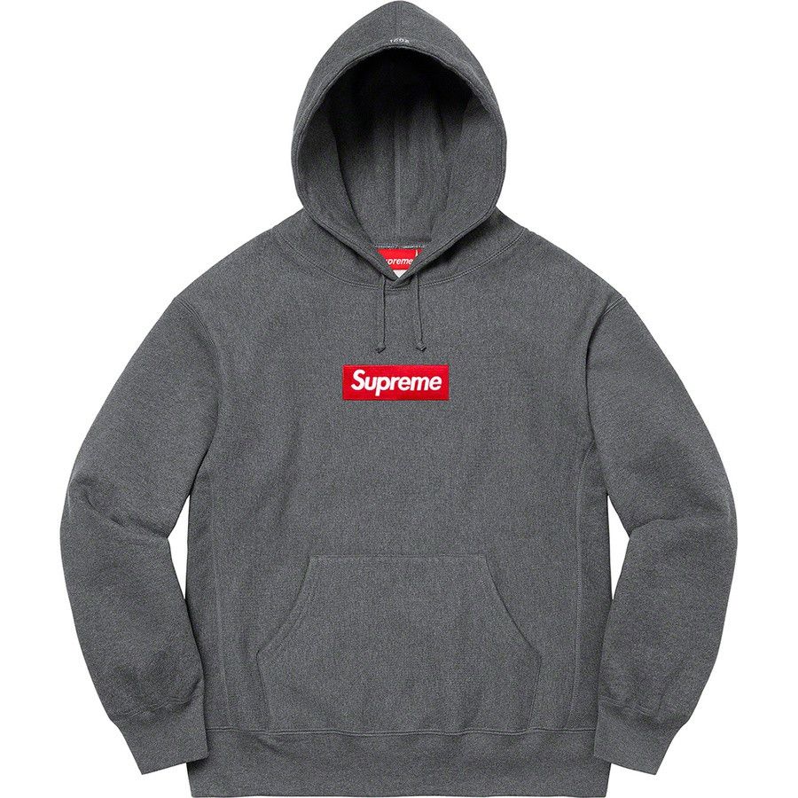 image of Supreme 21Fw Box Logo Hooded Sweatshirt Charcoal L, Men's (Size Large)