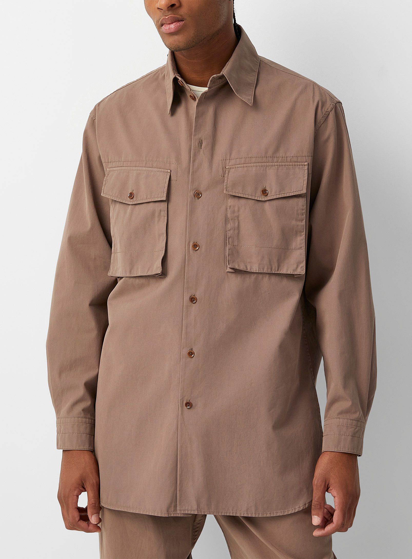 Pre-owned Lemaire Aw22  Military Shirt S In Misty Mauve