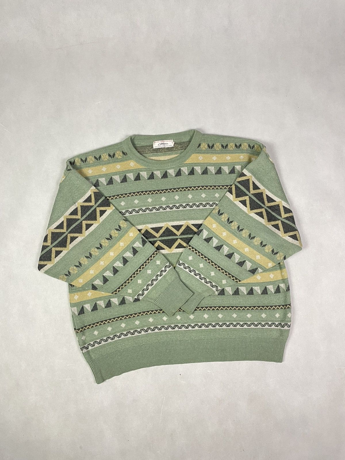 Image of Coloured Cable Knit Sweater x Vintage Y2K Geometric Sweater, Men's (Size XL)