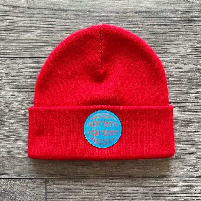 Supreme Lenticular Patch Beanie In Red