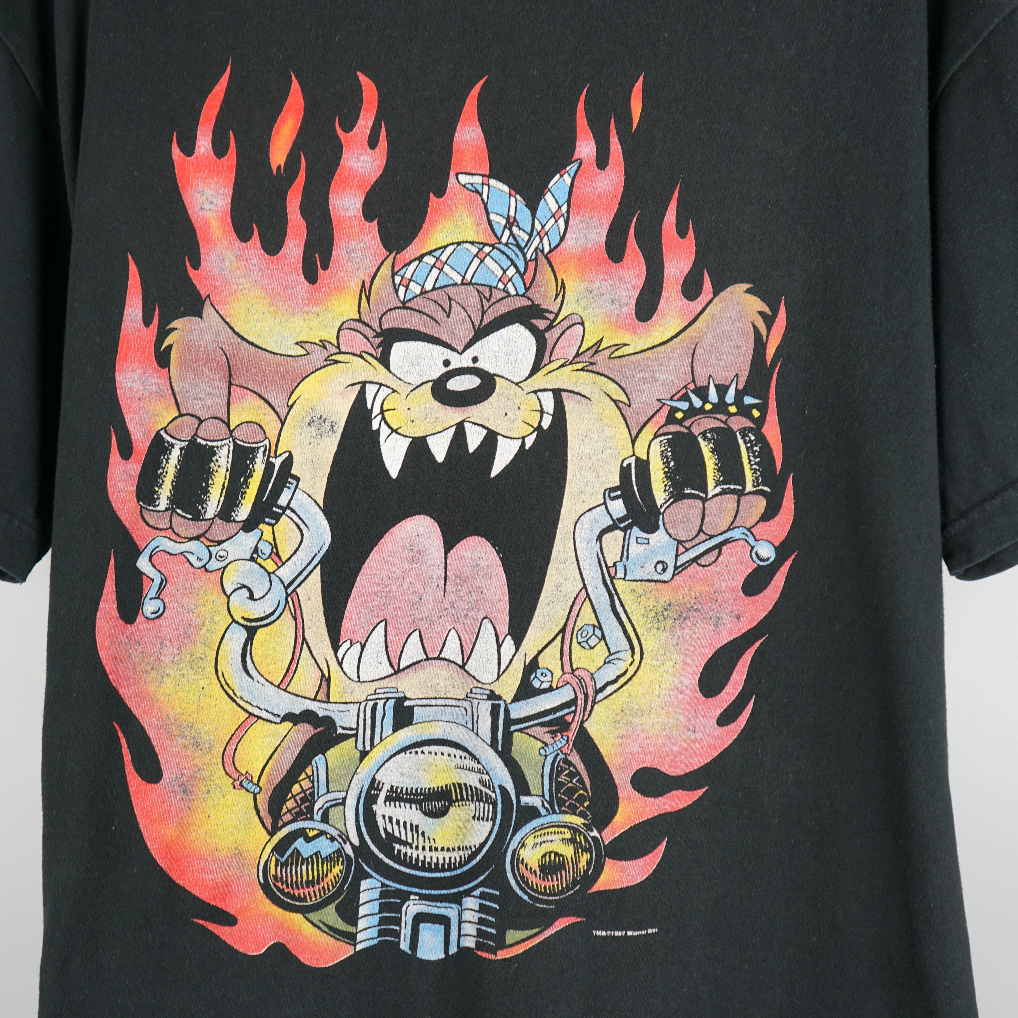 Cartoon Network vintage 1997 Tasmanian Devil TAZ Riding Bike T-Shirt Size US XL / EU 56 / 4 - 2 Thumbnail
