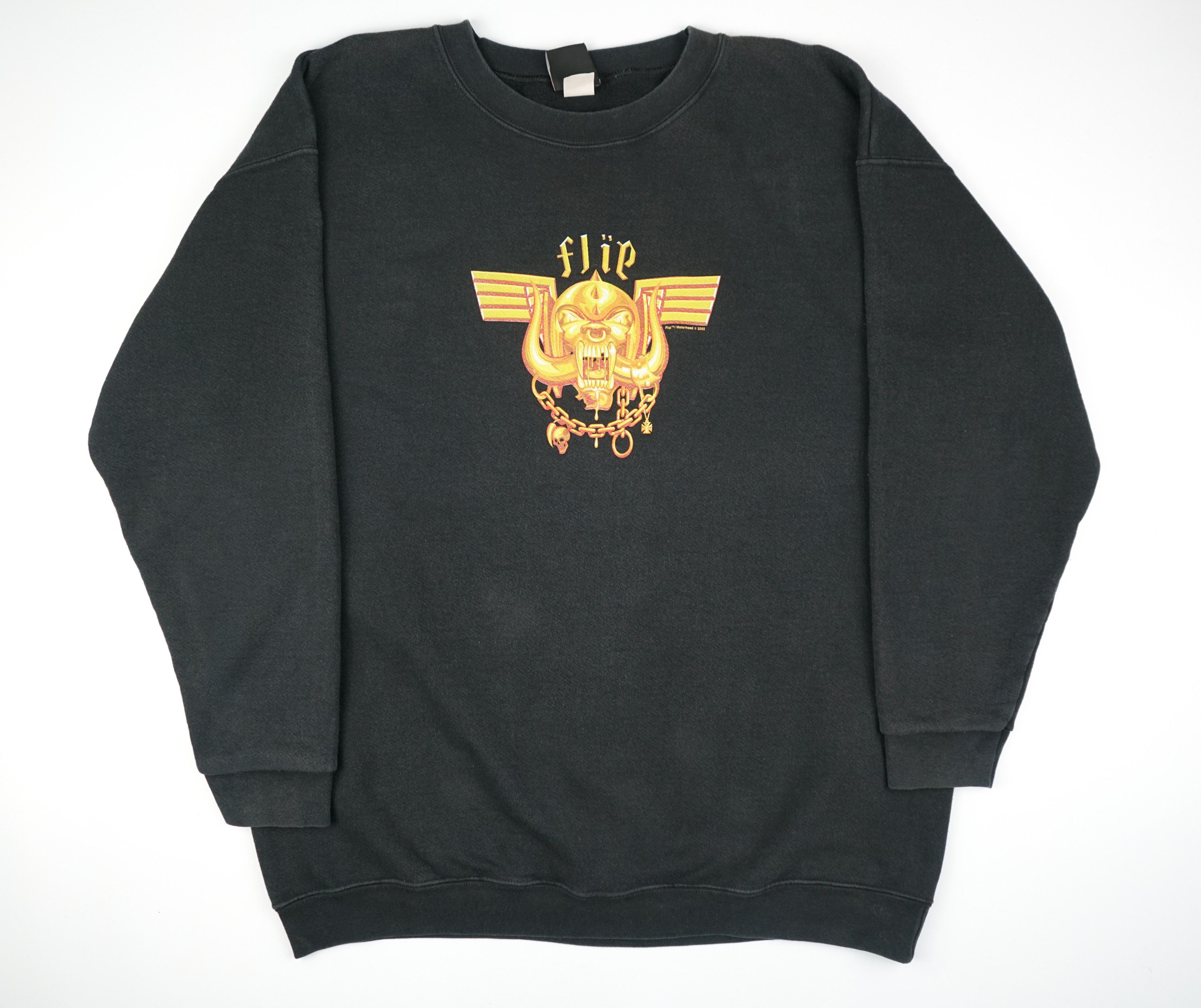 image of Band Tees x Skategang VTG Flip Skateboads X Motorhead Sweatshirt in Black, Men's (Size XL)