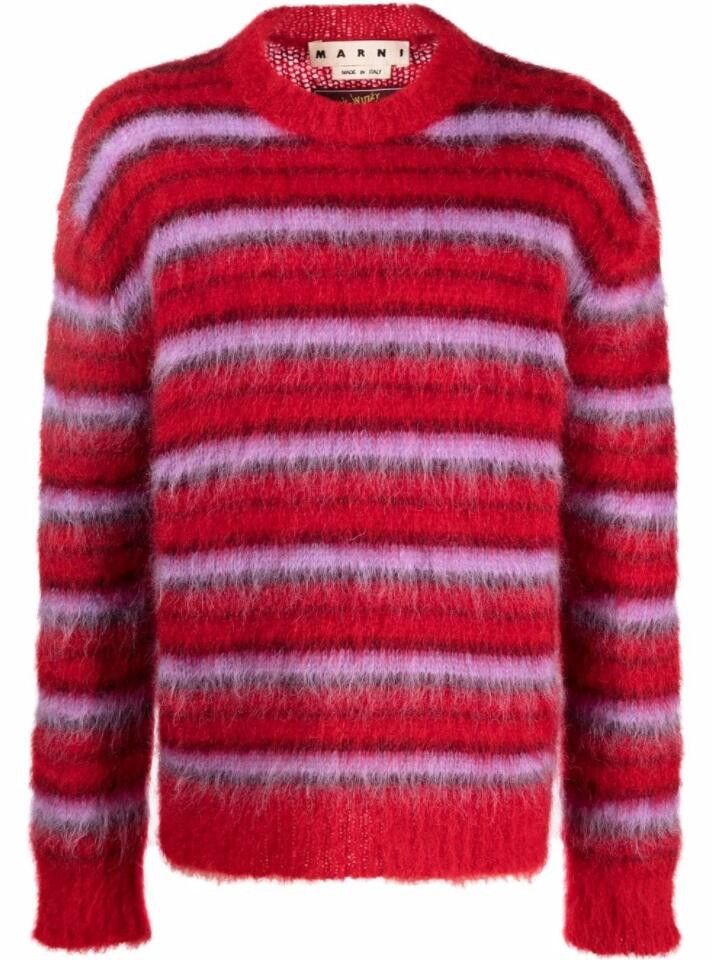 Marni BNWT AW21 MARNI STRIPED FUZZY-WUZZY MOHAIR SWEATER 50 Size US M / EU 48-50 / 2 - 11 Thumbnail
