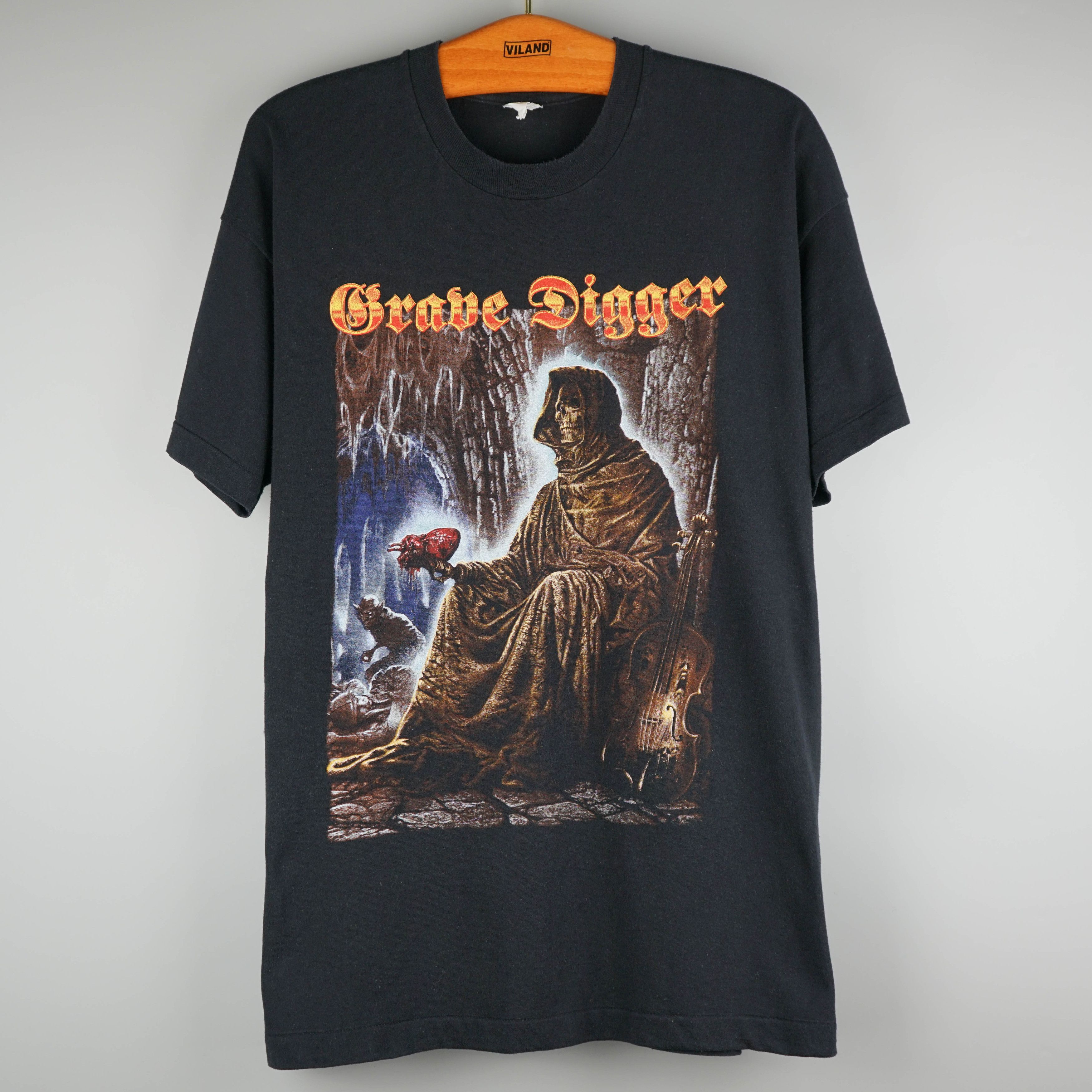 image of Band Tees x Rock T Shirt Vintage 1995 Grave Digger T-Shirt Heart Of Darkness in Black (Size XL)