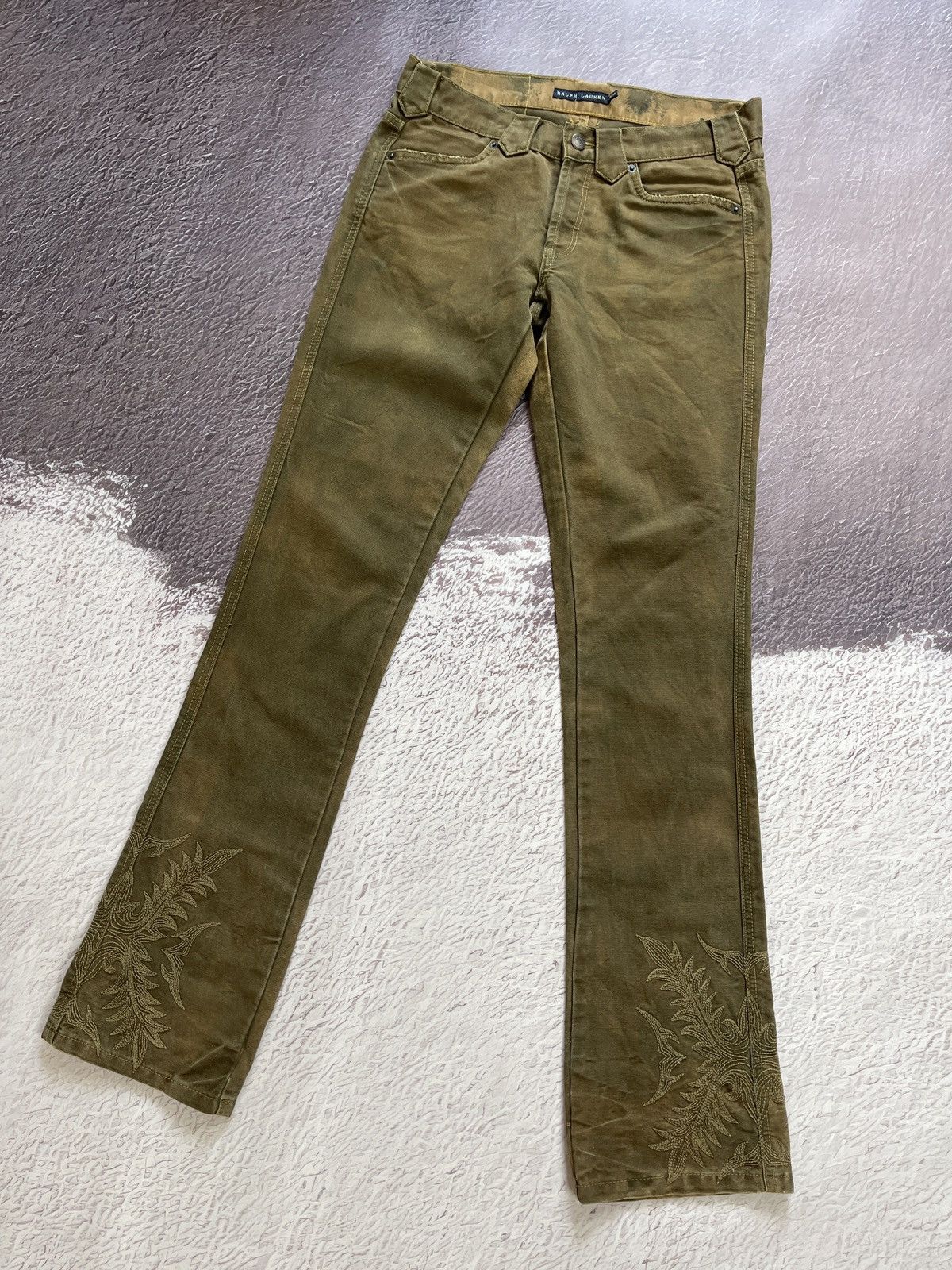 Polo Ralph Lauren vintage khaki green flare embroidery pants