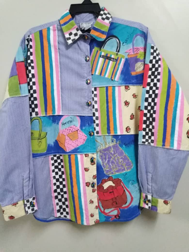 Bode Vintage Handpainted Hermes Prada Fendi Gucci Handbag Shirt Size US L / EU 52-54 / 3 - 1 Thumbnail