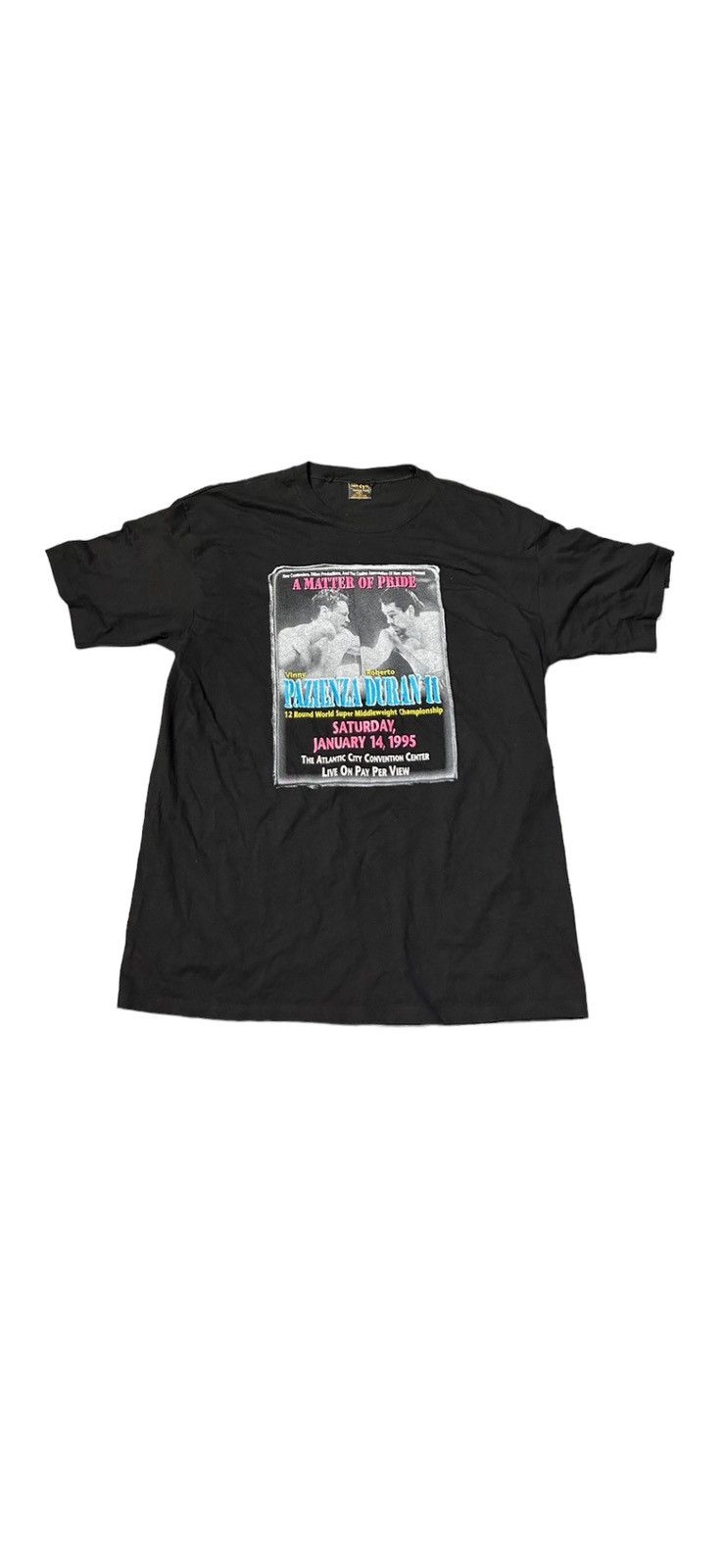 Vintage Vinny panzienza vs Roberto Duran II boxing promo T-shirt Size US XL / EU 56 / 4 - 1 Thumbnail