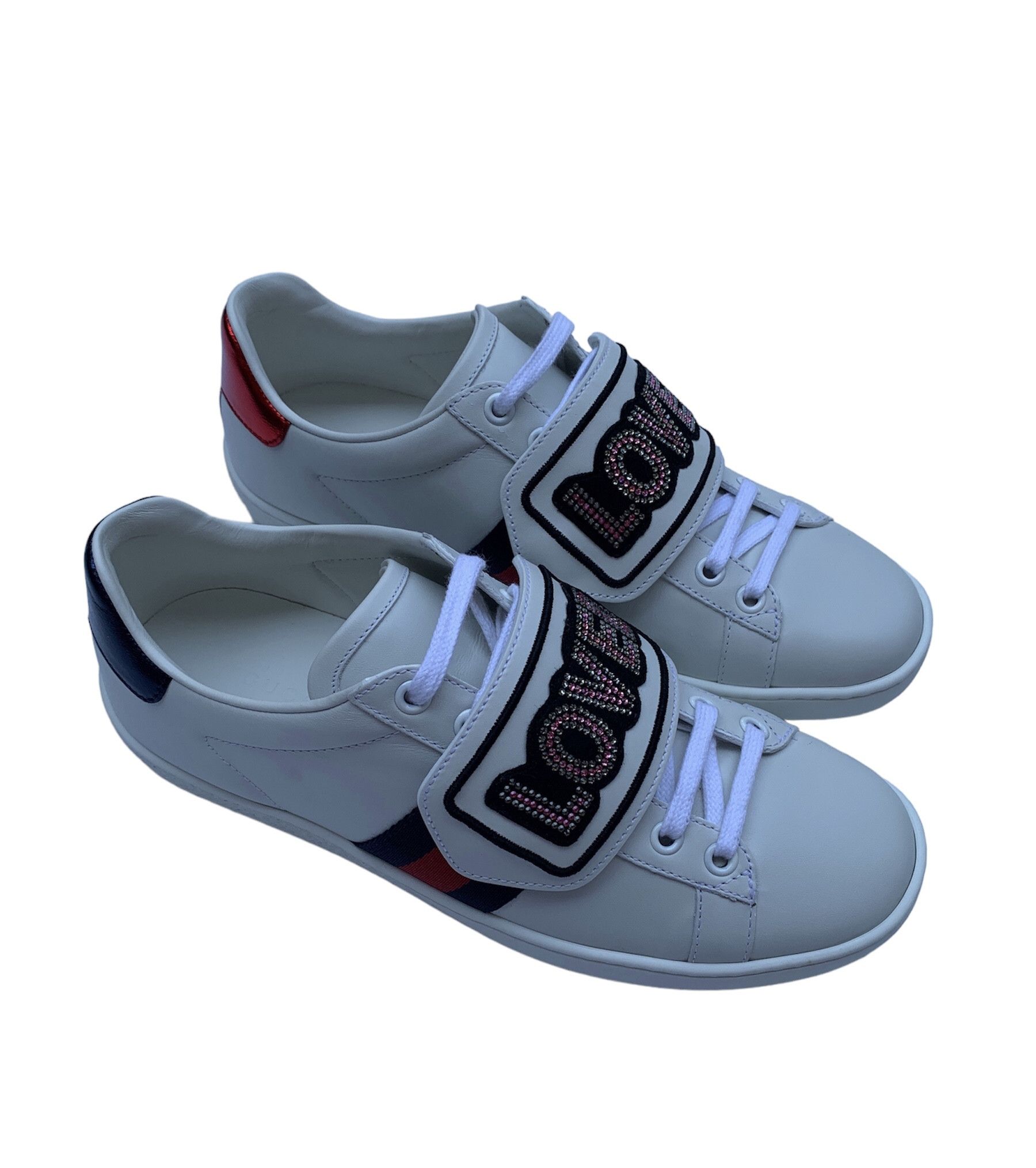Gucci Gucci Ace "Loved" Crystal Low Top Sneaker Size 37 Size US 5 / EU 37 - 2 Thumbnail