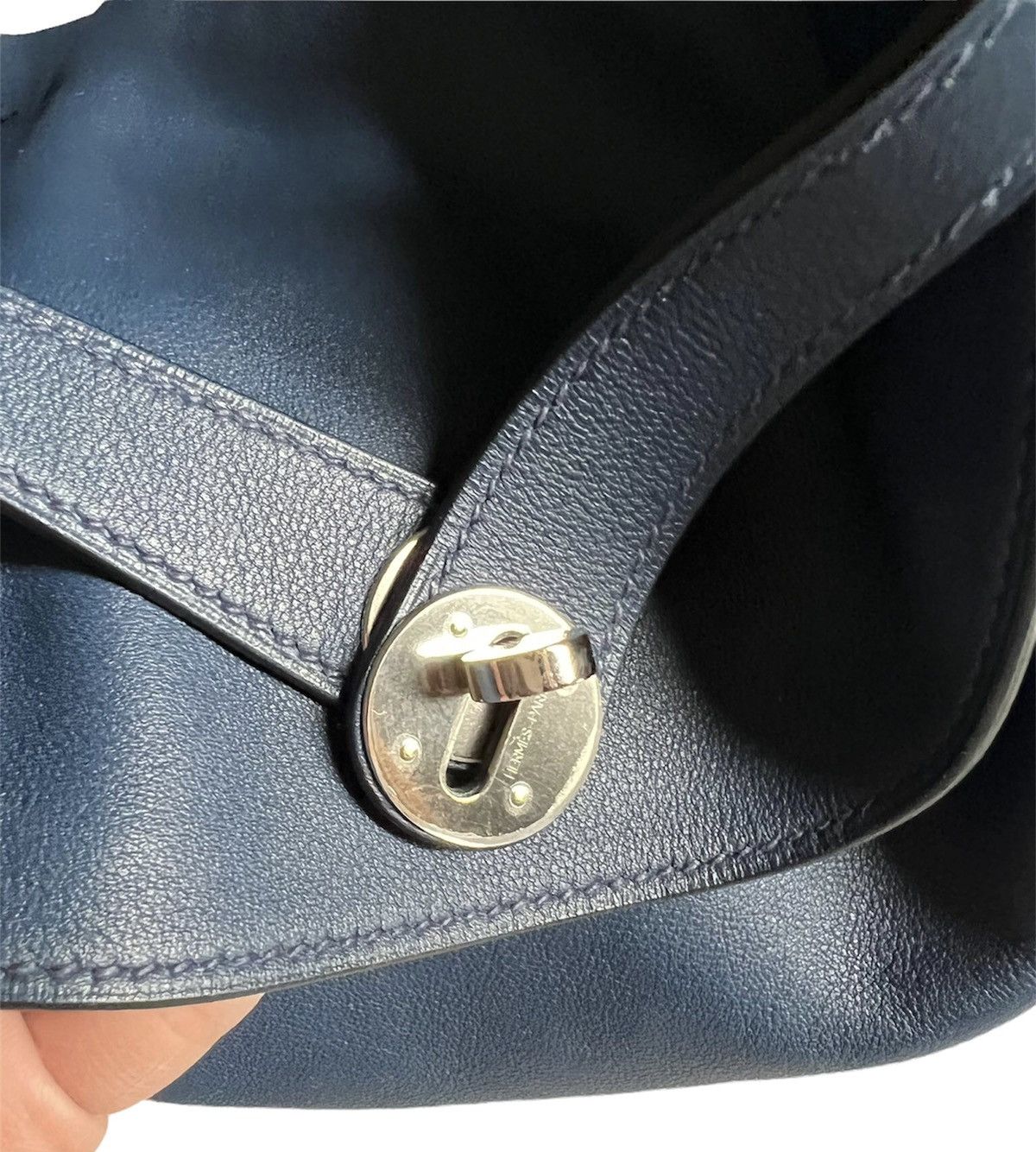Hermes Hermes Lindy 34 Bag Navy Blue Swift Leather Silver Hardware Size ONE SIZE - 11 Thumbnail