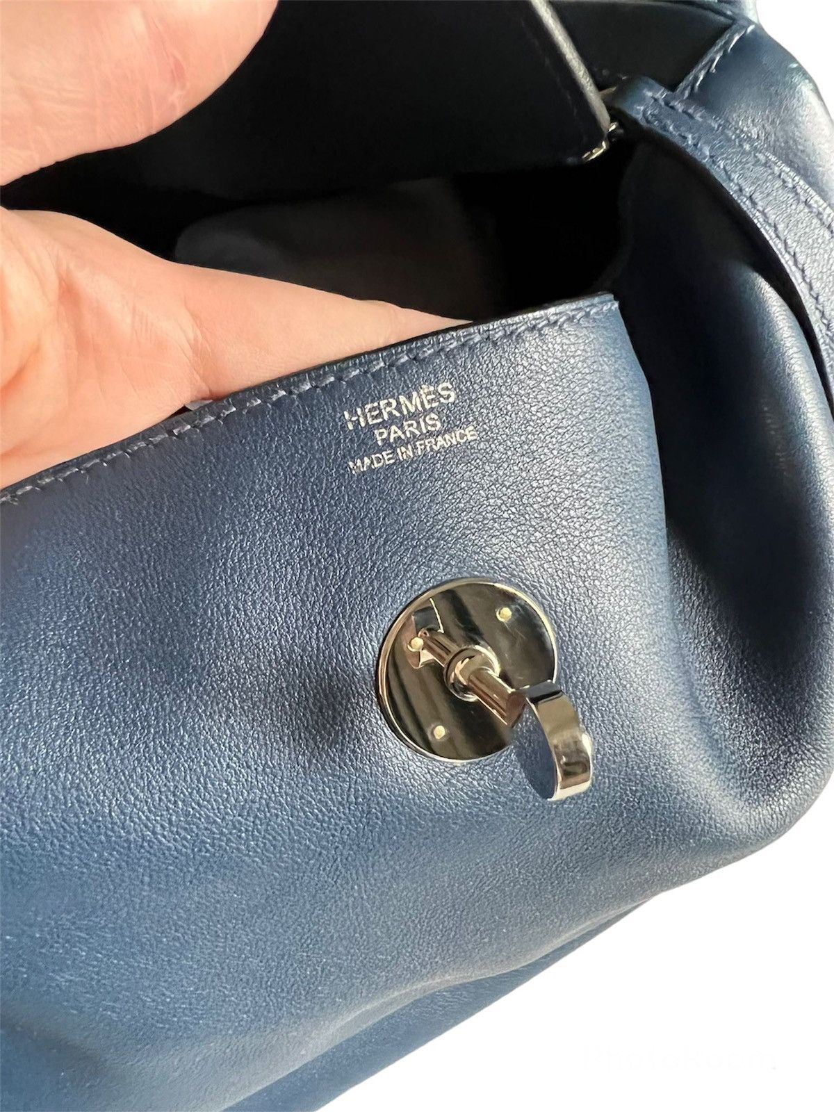Hermes Hermes Lindy 34 Bag Navy Blue Swift Leather Silver Hardware Size ONE SIZE - 10 Thumbnail