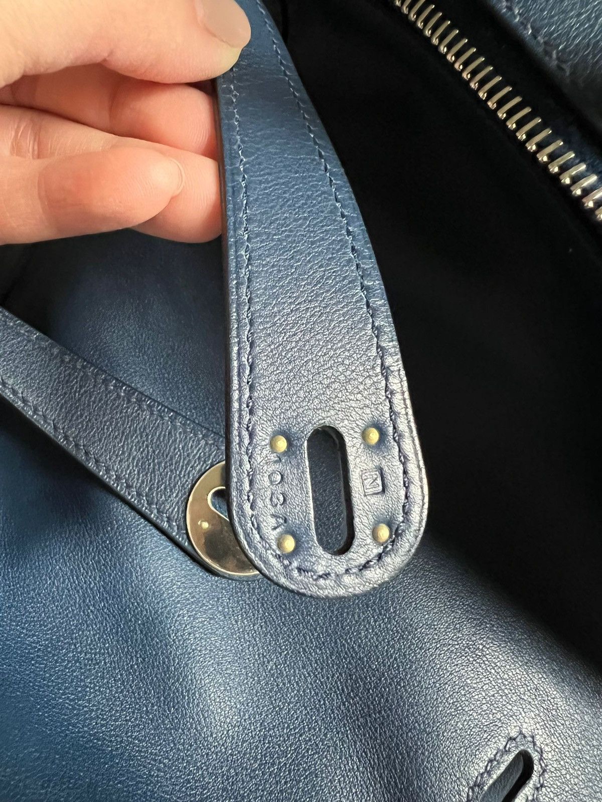 Hermes Hermes Lindy 34 Bag Navy Blue Swift Leather Silver Hardware Size ONE SIZE - 12 Thumbnail