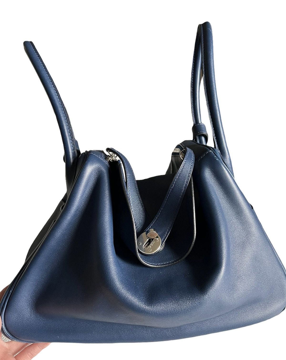 Hermes Hermes Lindy 34 Bag Navy Blue Swift Leather Silver Hardware Size ONE SIZE - 3 Thumbnail