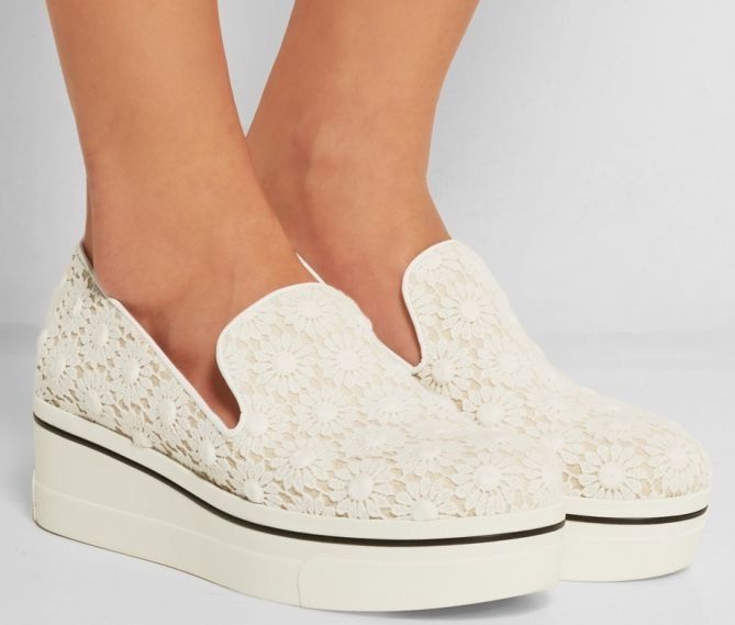 Stella McCartney Stella McCartney Binx White Lace Platform Creeper Slip Ons Size US 6 / IT 36 - 1 Thumbnail