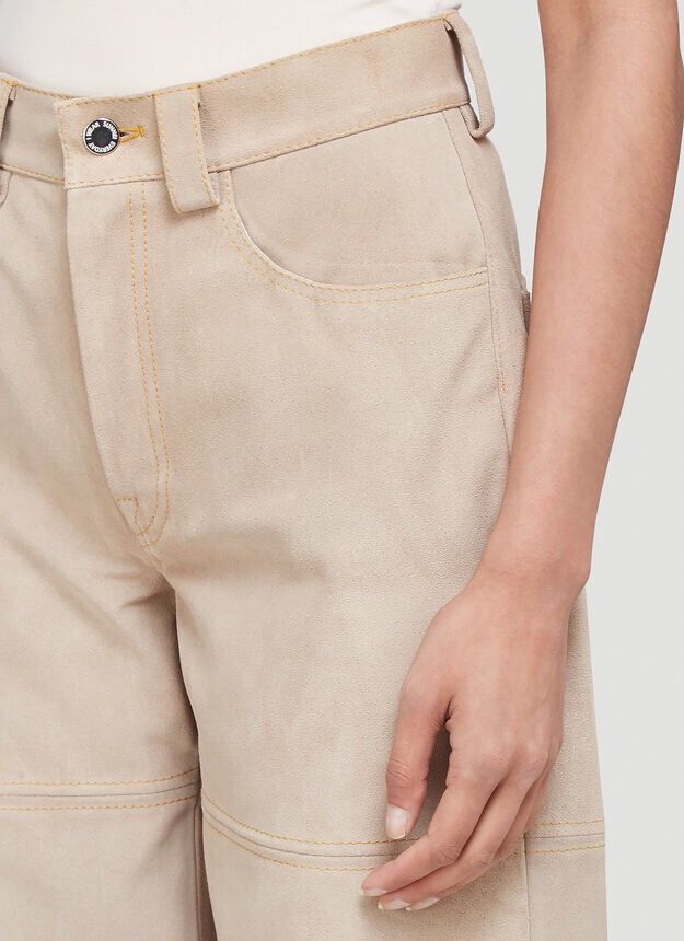 Sunnei SUNNEI NWT Classic Leather Pant Beige Suede Patchwork Kim K Size US 30 / EU 46 - 2 Thumbnail