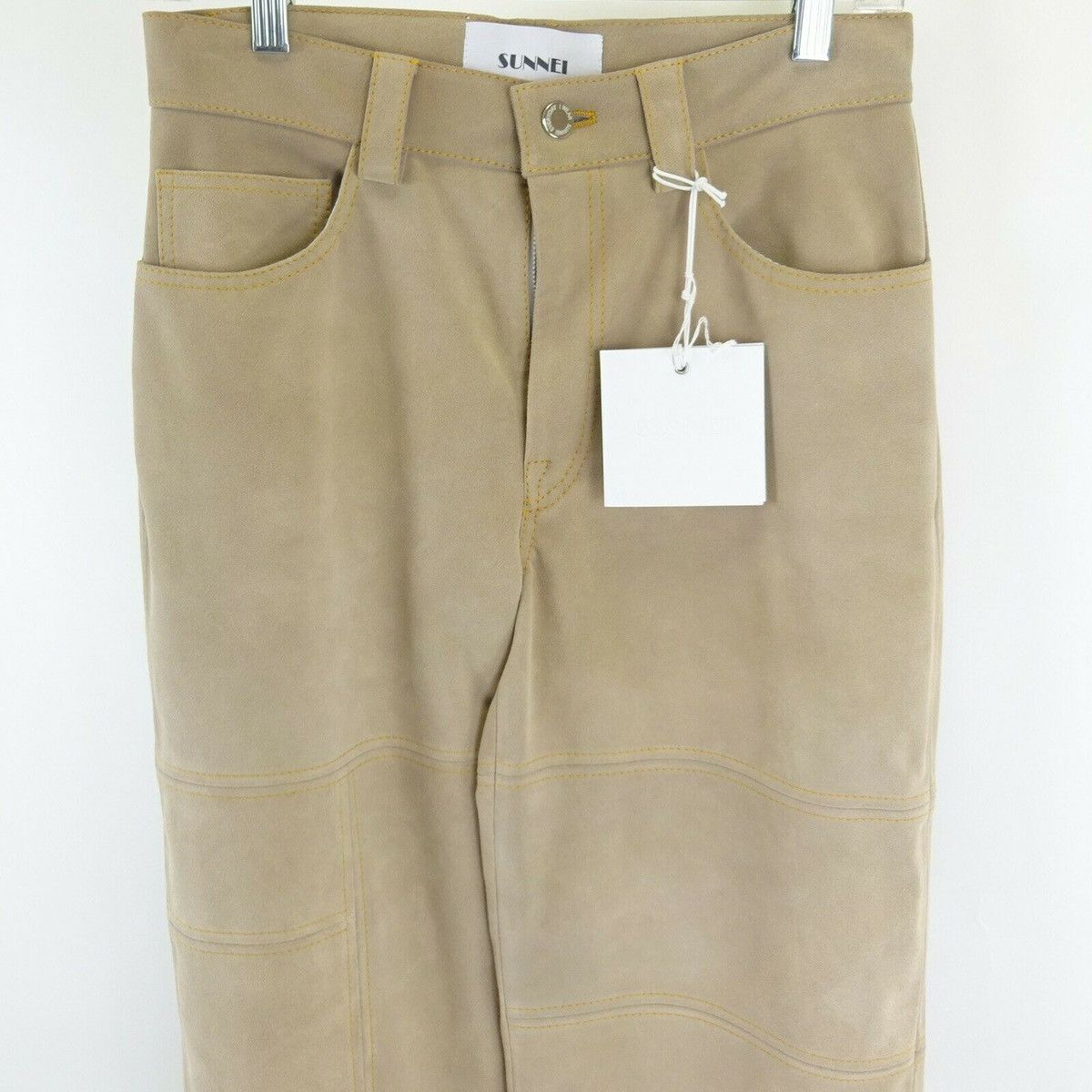 Sunnei SUNNEI NWT Classic Leather Pant Beige Suede Patchwork Kim K Size US 30 / EU 46 - 6 Thumbnail