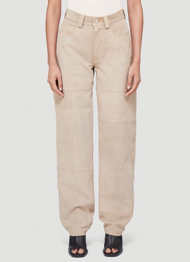 Sunnei SUNNEI NWT Classic Leather Pant Beige Suede Patchwork Kim K Size US 30 / EU 46 - 1 Thumbnail