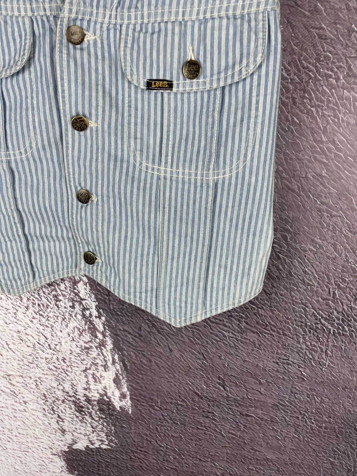 Lee Lee Jeans Riders vintage denim striped vest made in Italy Size US S / EU 44-46 / 1 - 4 Thumbnail