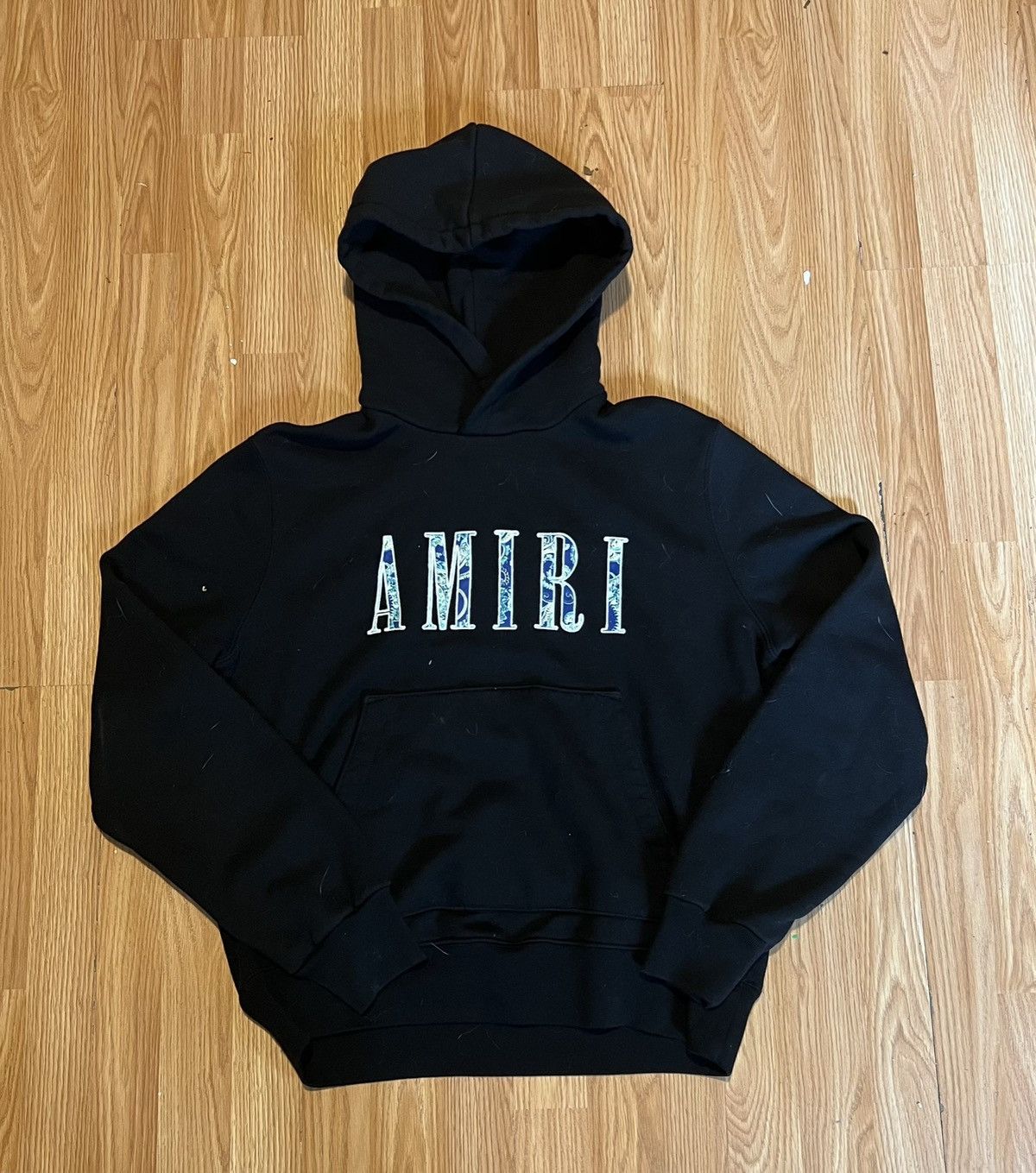 image of Amiri Paisley Logo Hoodie in Black, Men's (Size Small)