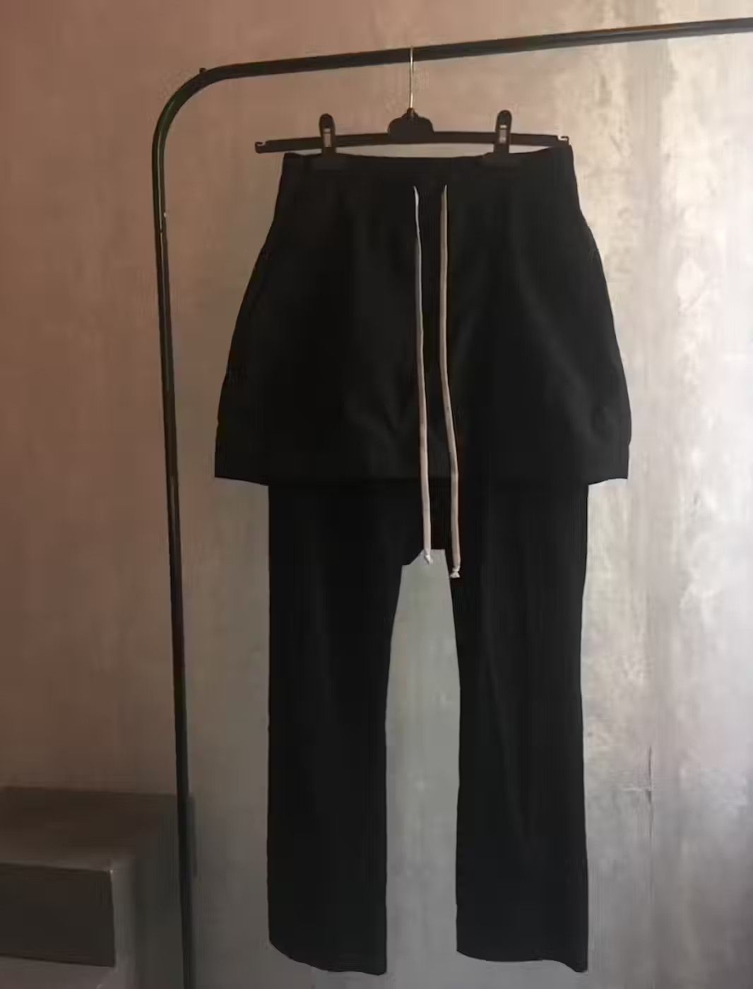 image of Rick Owens Drkshdw Black Kilt Trousers, Men's (Size 32)