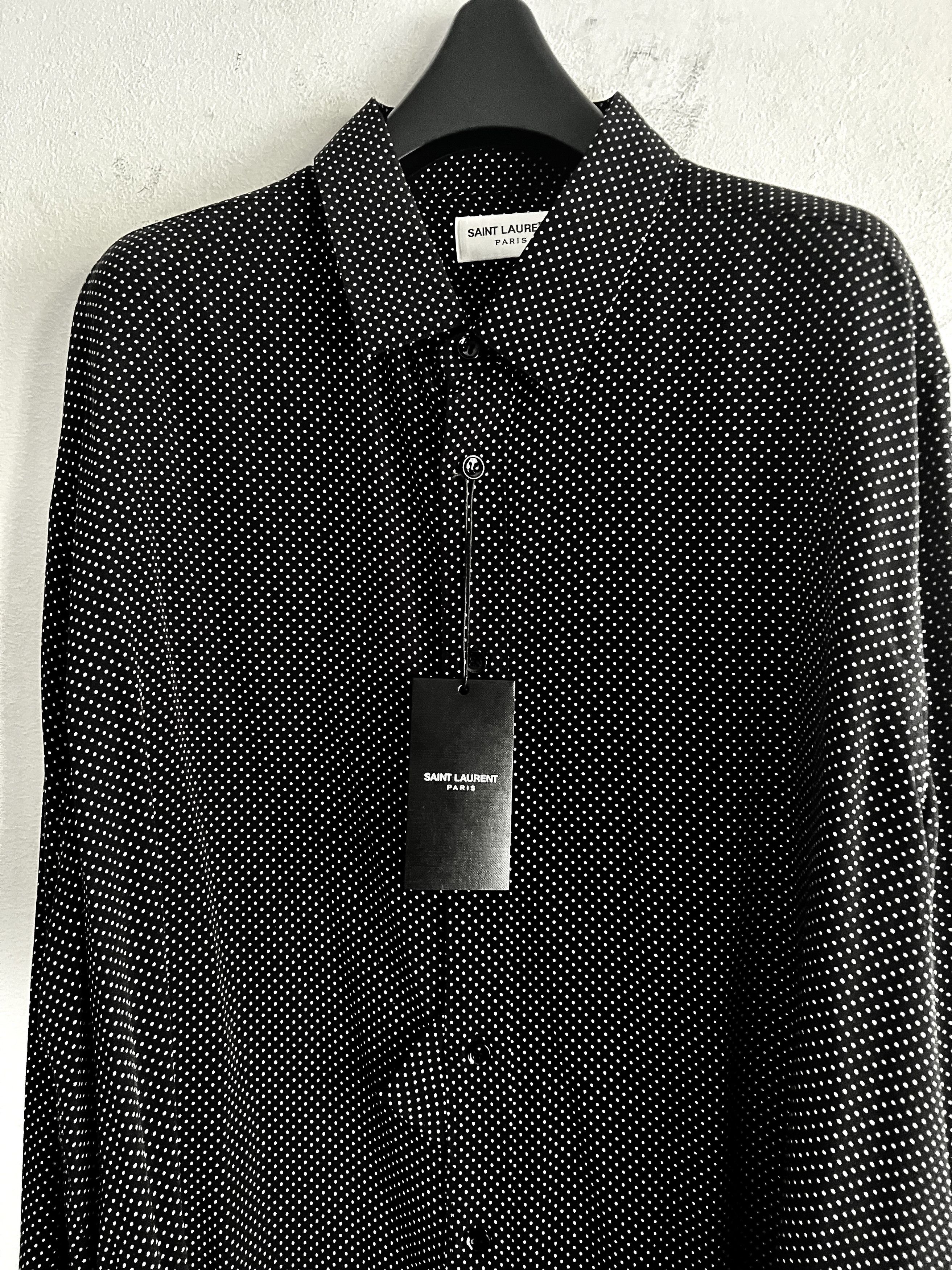 Hedi Slimane × Saint Laurent Paris Polka Dot Silk Shirt Size US XL / EU 56 / 4 - 3 Thumbnail